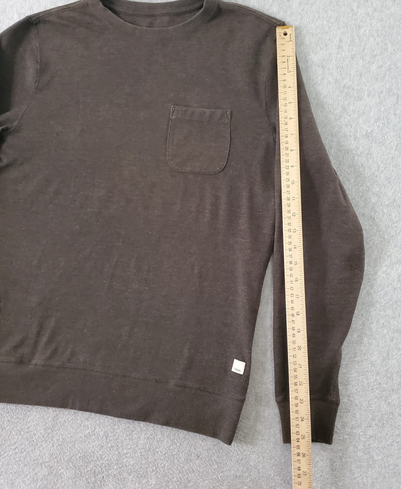 Vuori Jeffreys Sweatshirt Mens Medium Pullover Zip Pocket Brown Crew Neck V218