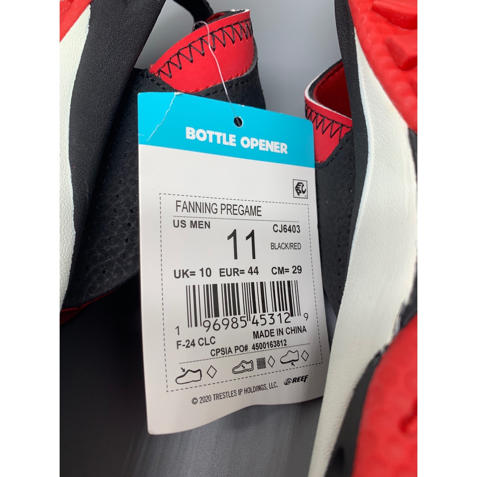 Reef Fanning Pregame Black Red Sandals CJ6403 Men’s Sz 11