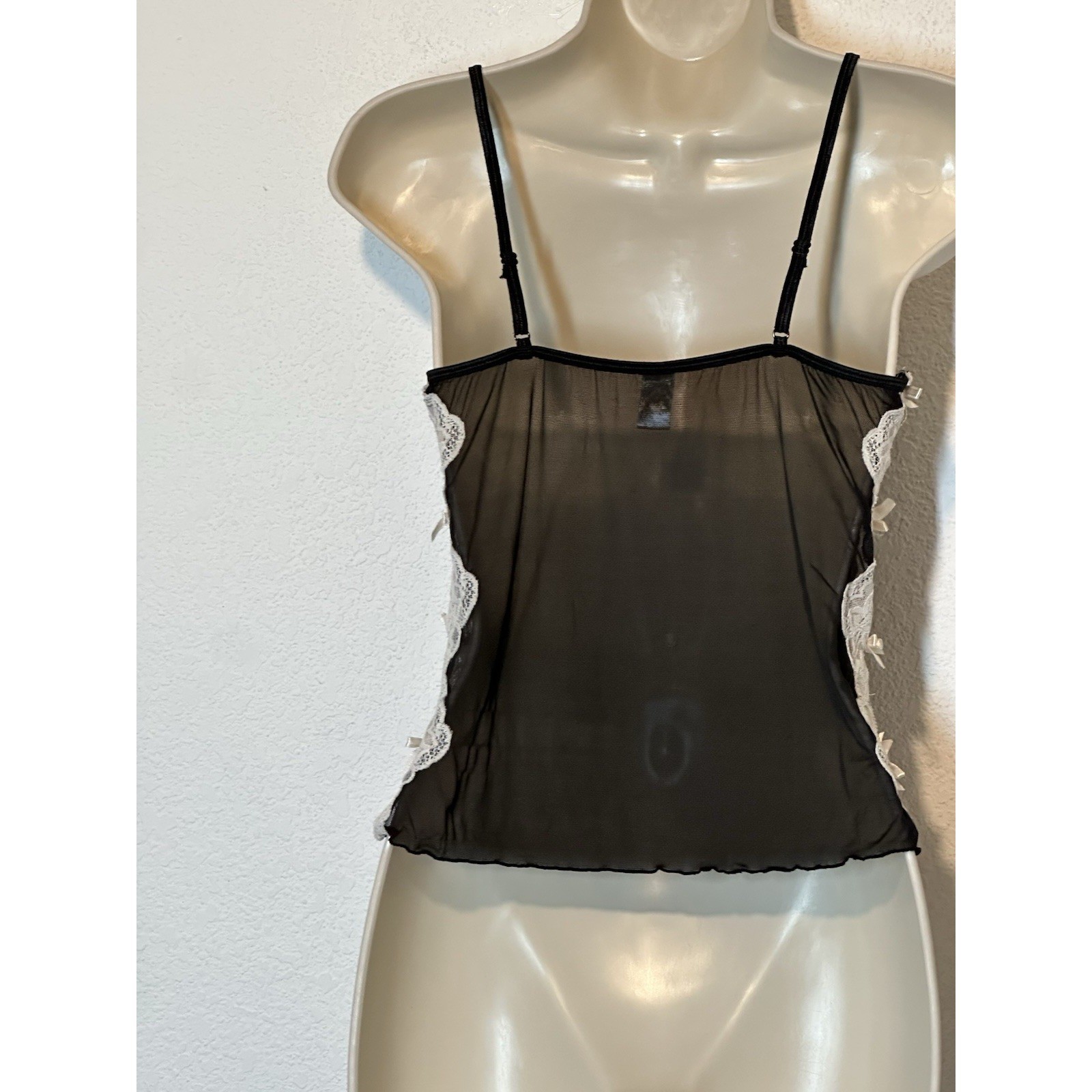 Jolie Y2K Black Mesh Sheer Cami Size S Whimsigoth Fairy Goth Emo Tank Top Layer