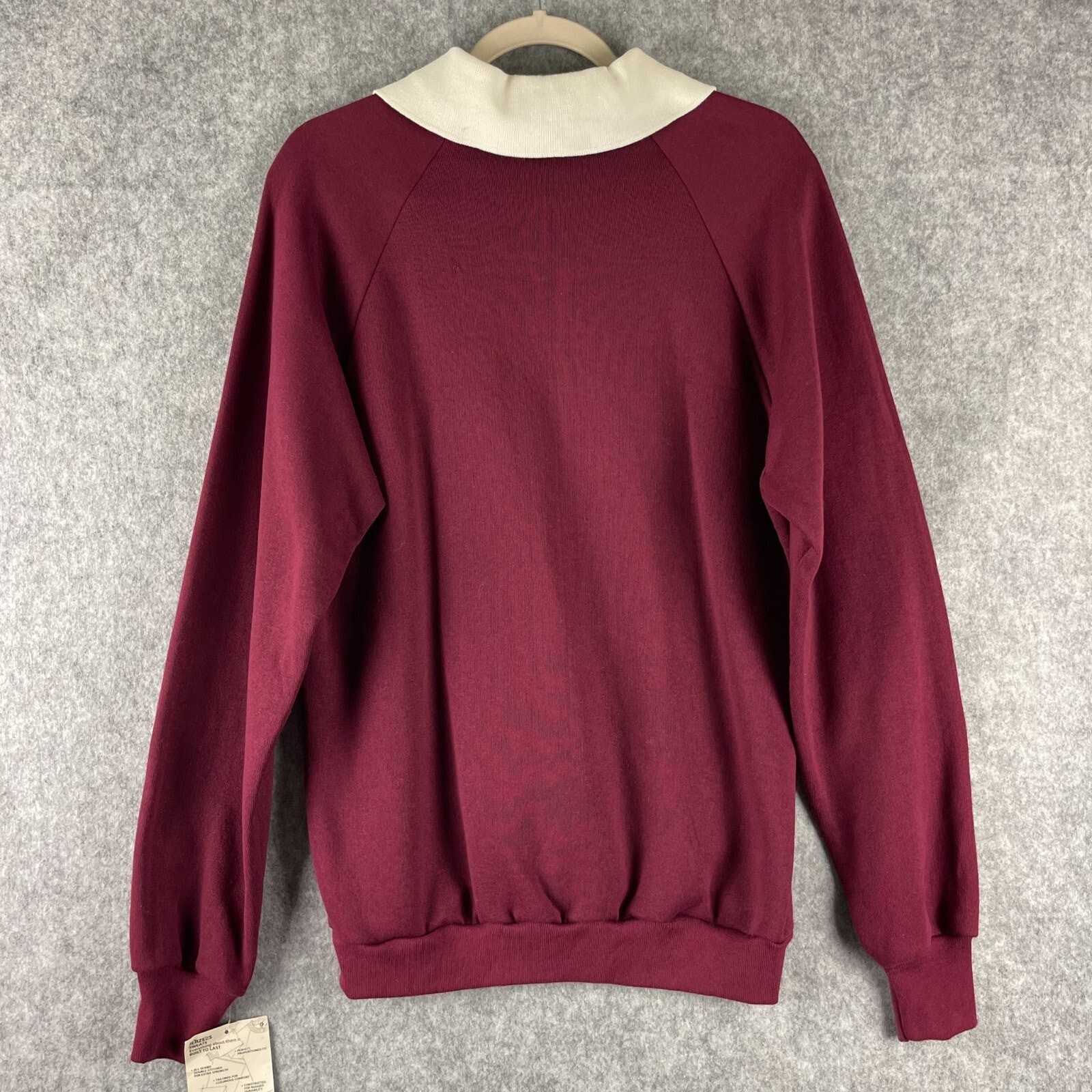 VTG Jerzees Sweatshirt Adult Large Burgundy Collared Preppy Academia USA 90s NWT