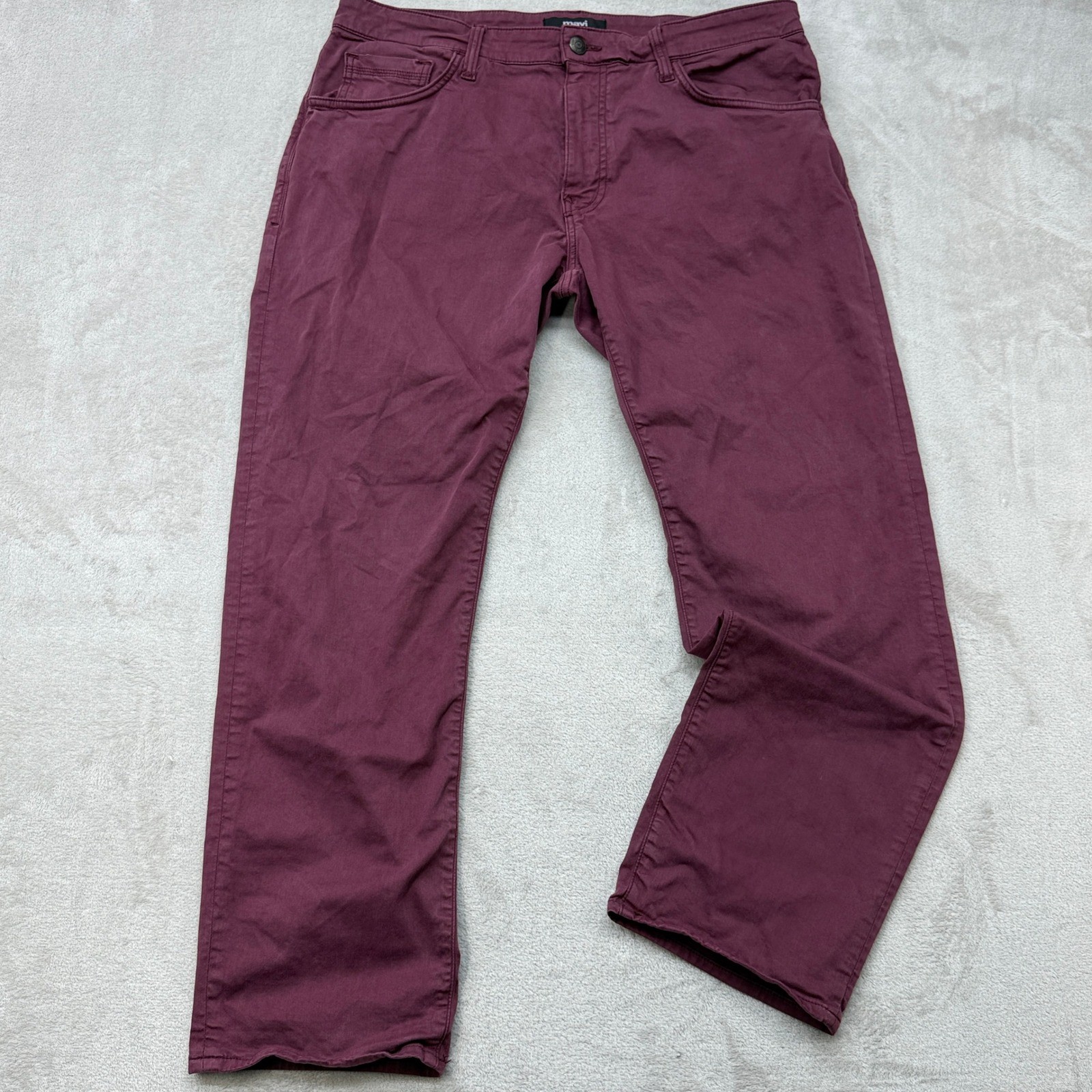 Mavi Zach Pants Mens 36×30 Burgundy Straight Leg Stretch Twill Preppy Baggy