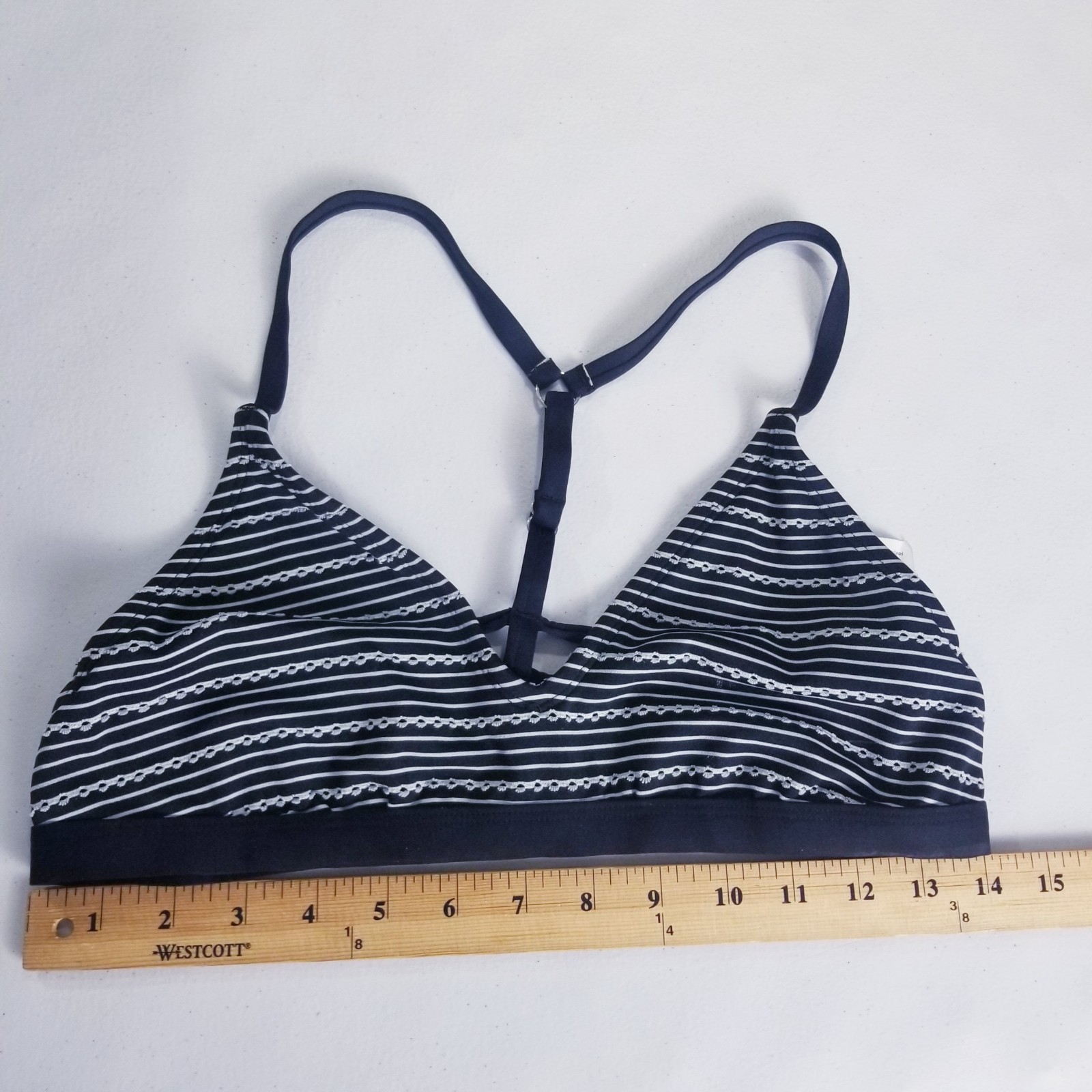 Jantzen Sport Bra Medium Black White Strappy Back Textured Activewear Yoga Gym