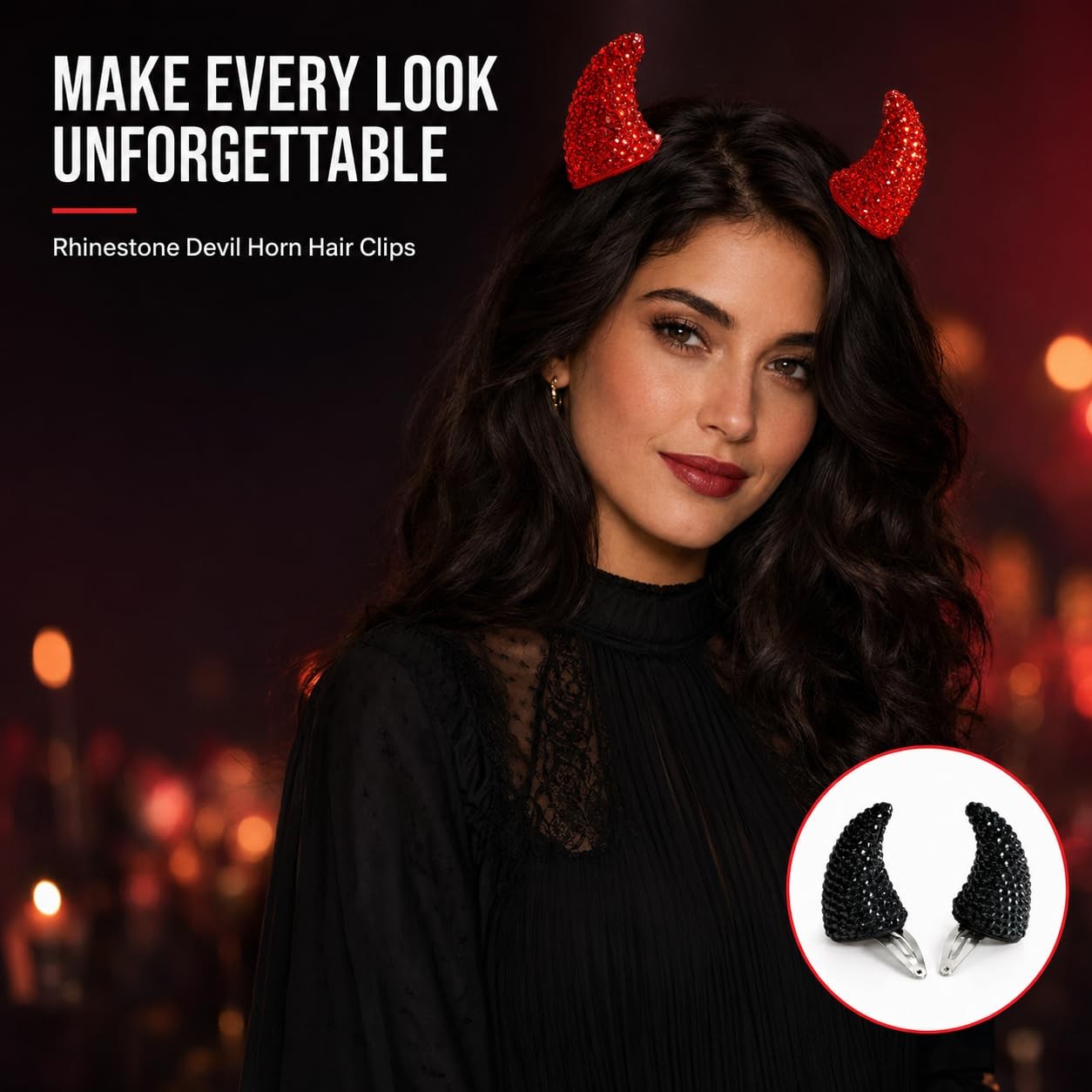 Devil Horn Hair Clips 4 Pcs Black Red Devil Horns Hair Clip Halloween Hair Acces