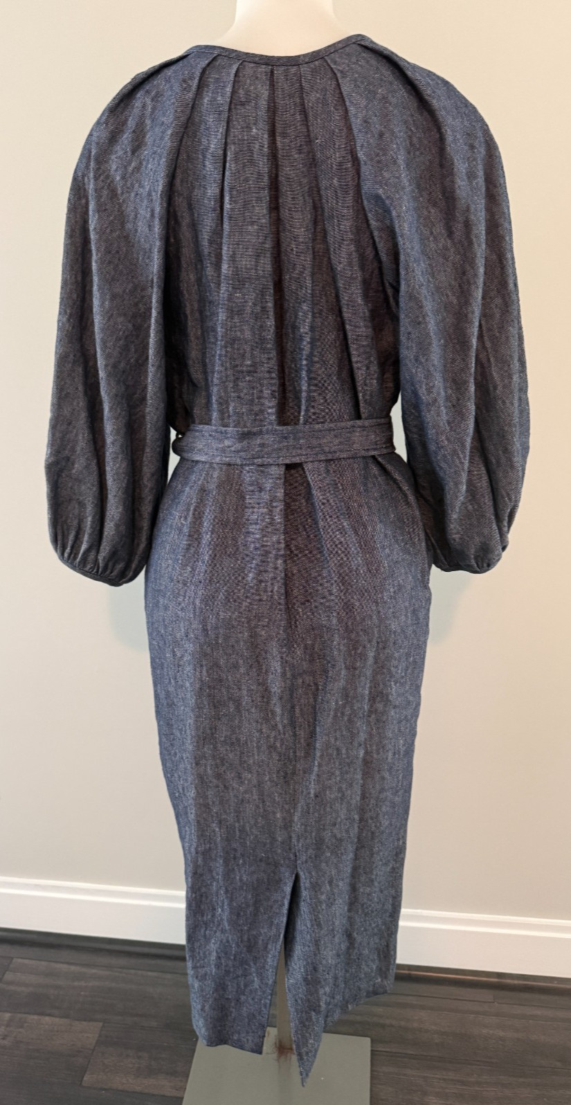 Martin Grant Paris Blue Linen Belted Midi Dress SZ 38/ US 6-8