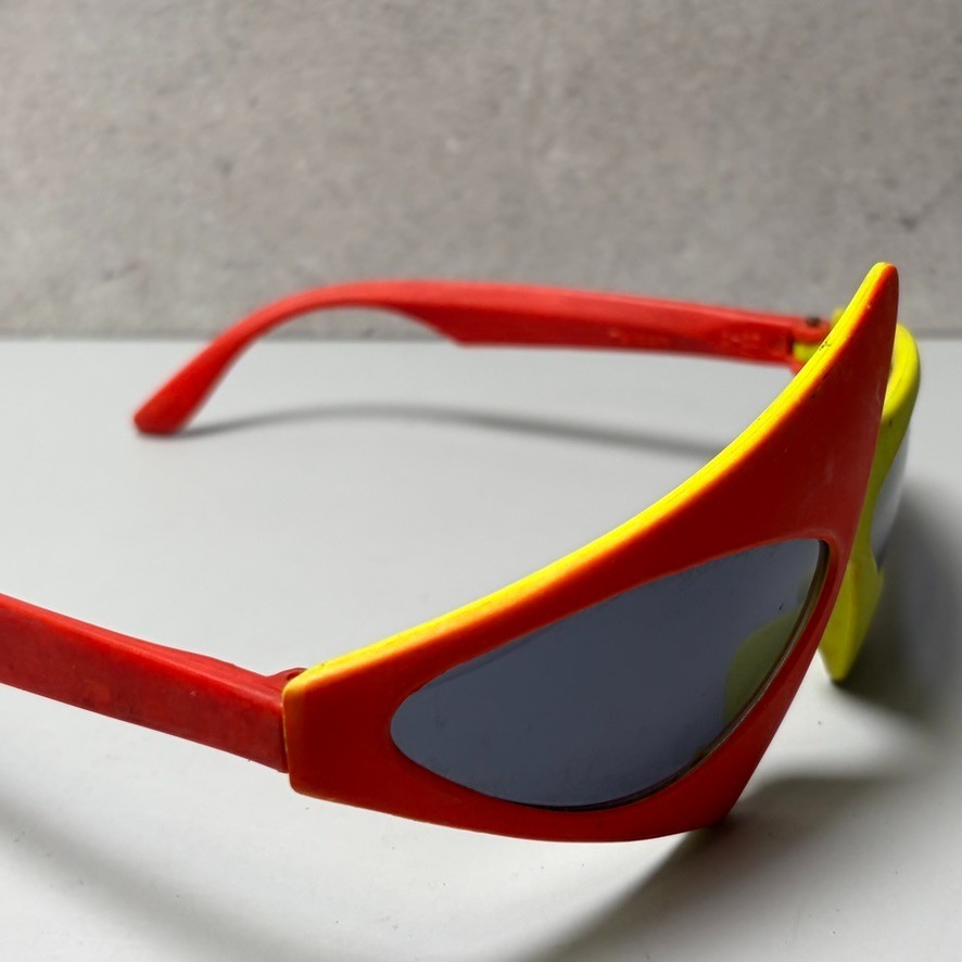 1980s New Wave Futuristic Sunglasses 1989 Orange Yellow Red Funky Punk