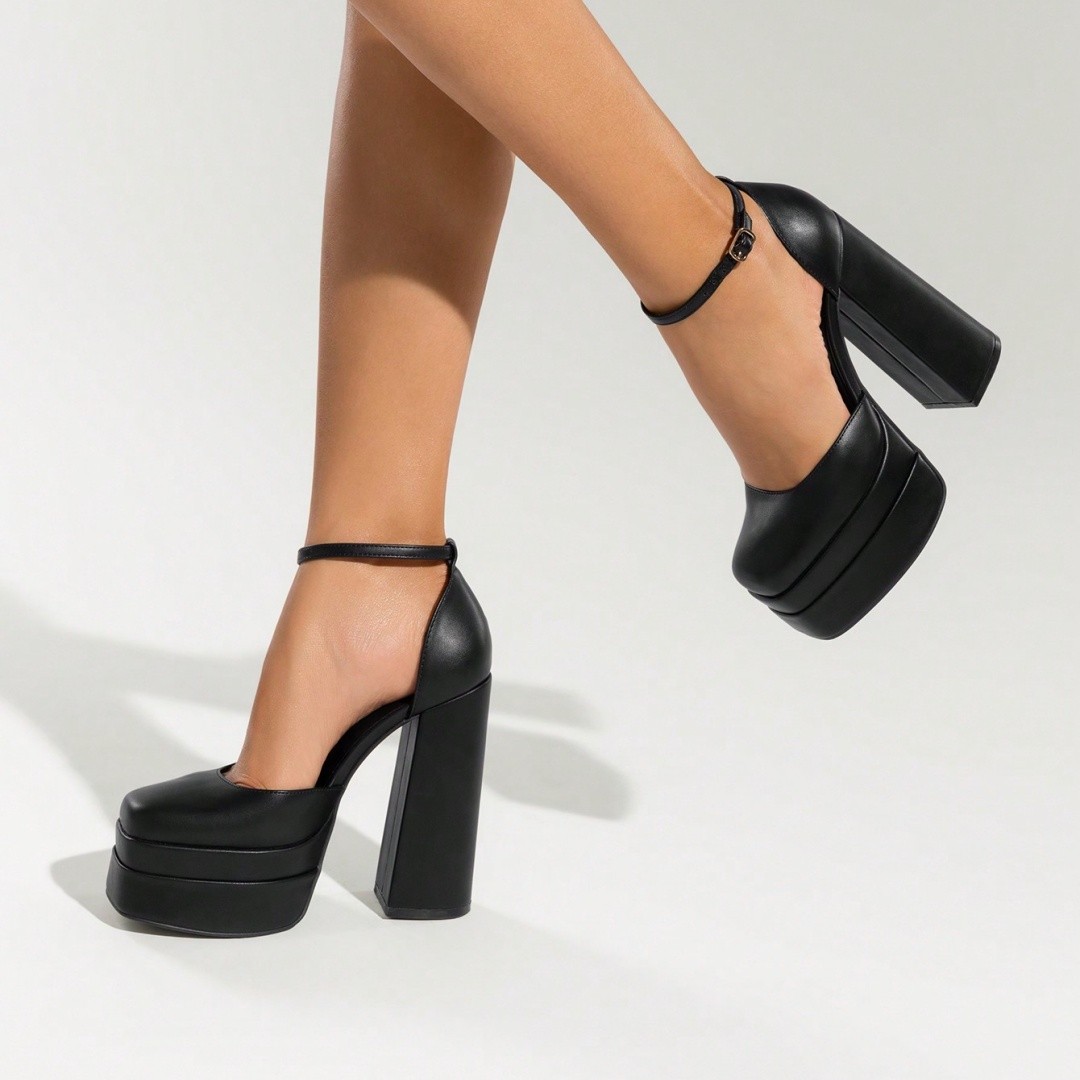 Women Chic Y2K Ankle Strap High Chunky Platform Wedding Party Sexy Dress Pumps