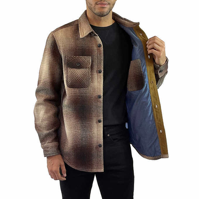 JACHS Men’s Premium Shirt Wool Blend Jacket w Inside Pocket, Brown, M XL XXL