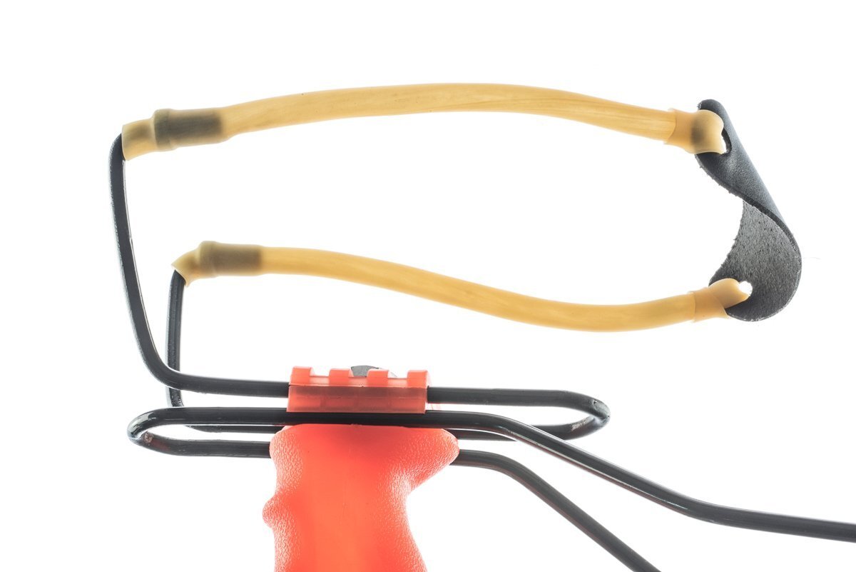 Adjustable Wrist-Brace Large Slingshot With Orange Sturdy Iron Frame Molded Grip