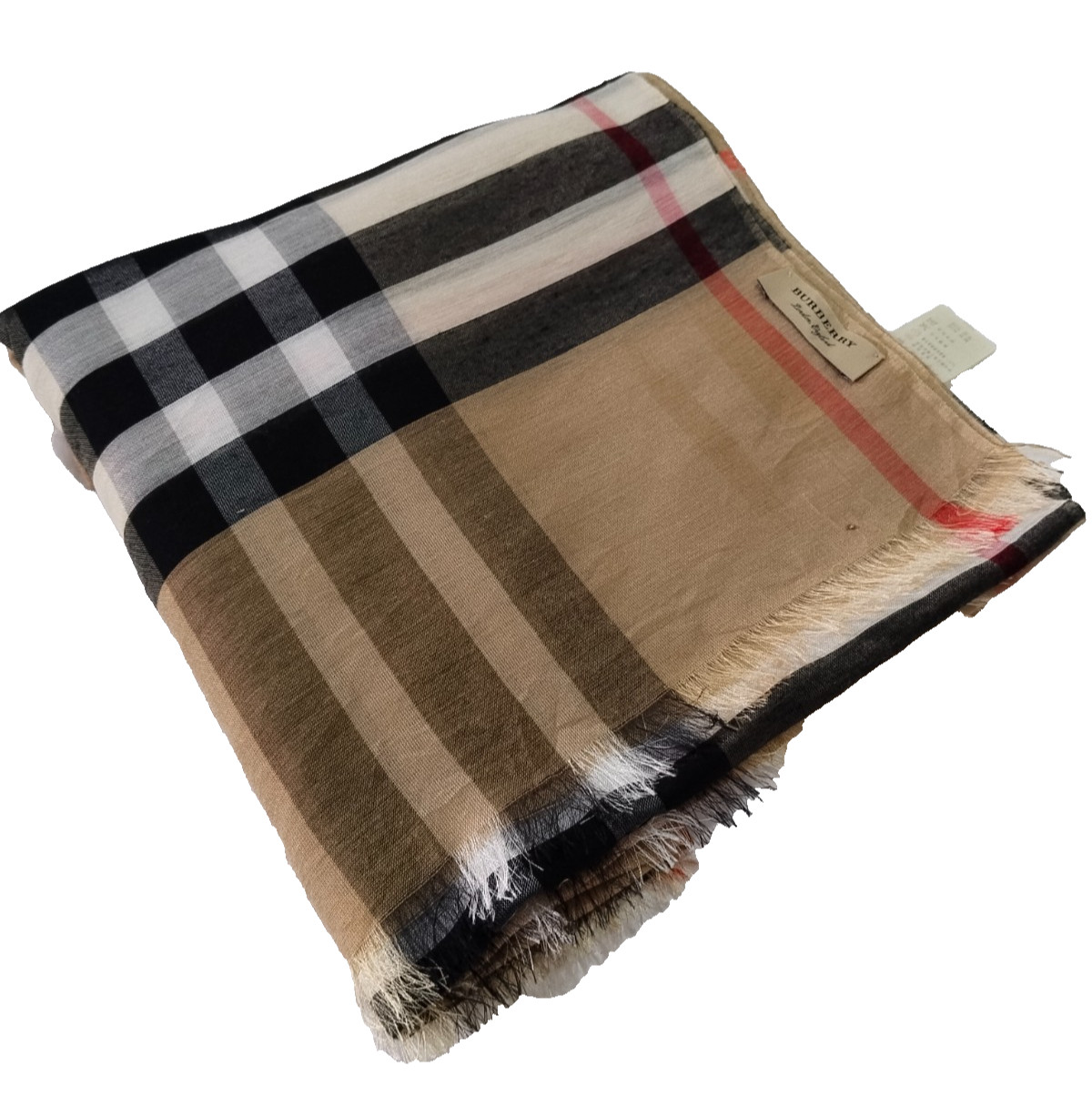 Burberry Nova Check women Scarf Stole Shawl wool Silk in Beige made in Scotland