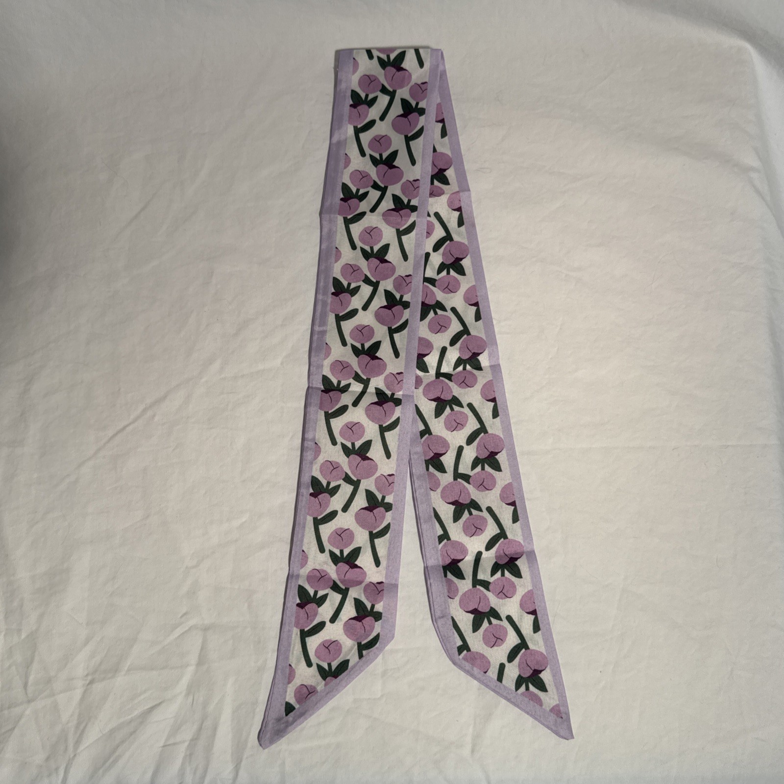 Lavender Flowers Ladies Purse Hair Scarf New with White Green