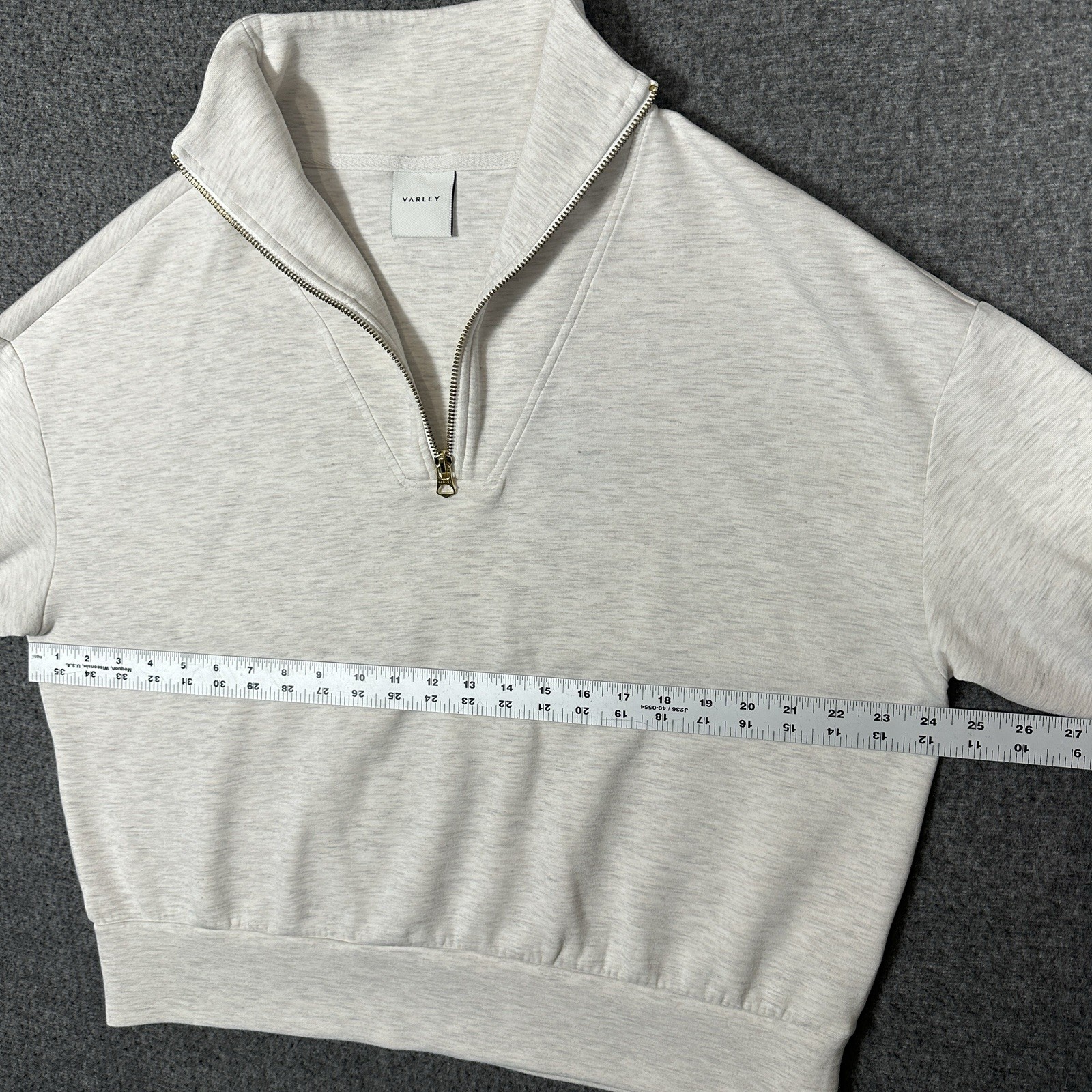 Varley Hawley Half-Zip Sweatshirt Beige Gray Women’s Large Oversized Athleisure