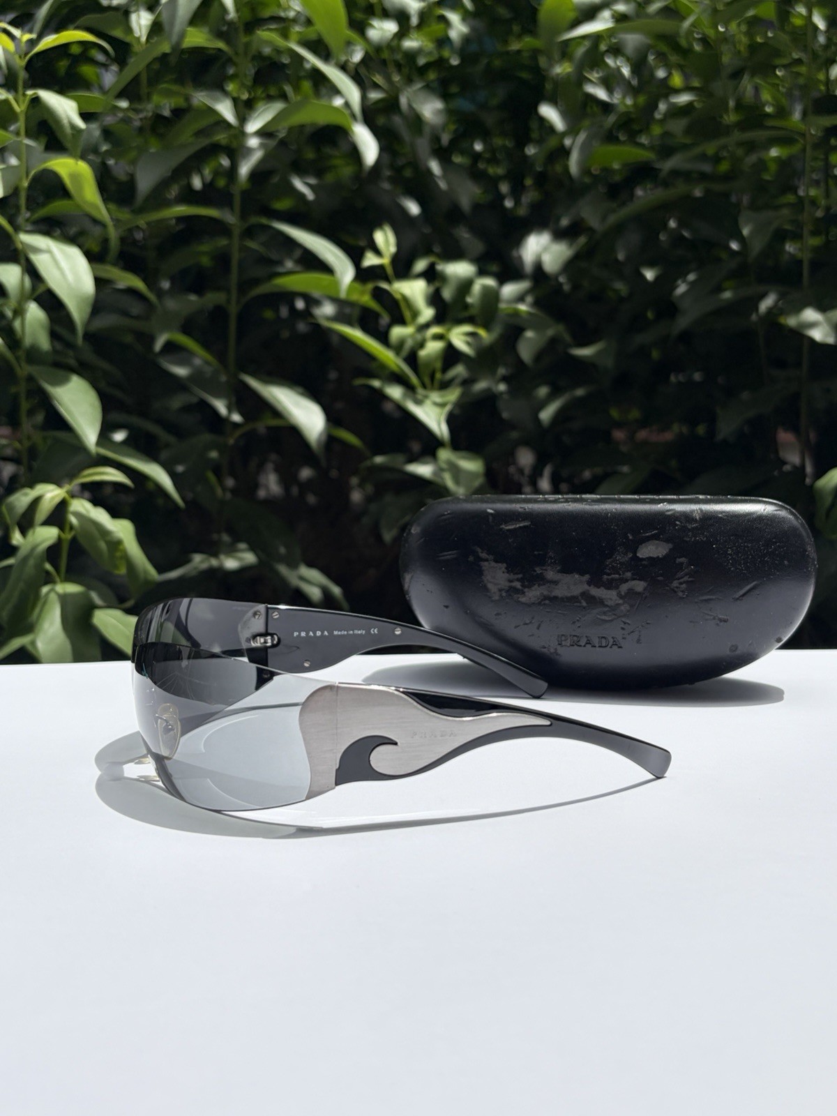 PRADA Sunglasses SPR 58F Flame Star Wrap Star Rimless Luna Rossa Y2k