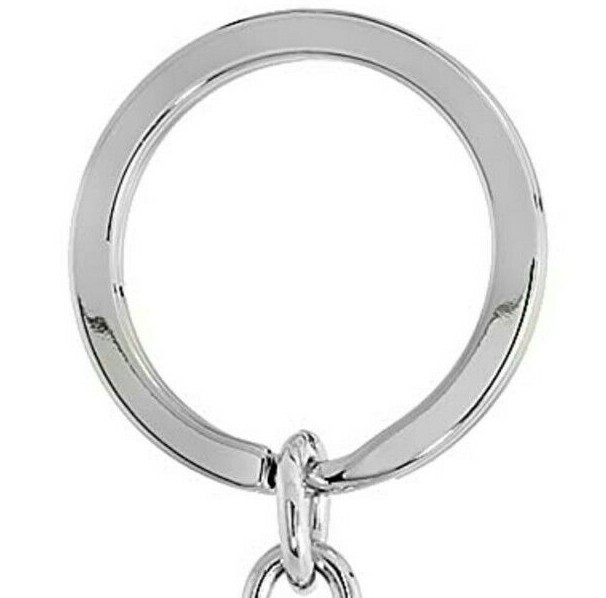 White Purse Handbag Key Chain Crystal Key Ring 4 inches Long 33mm Round