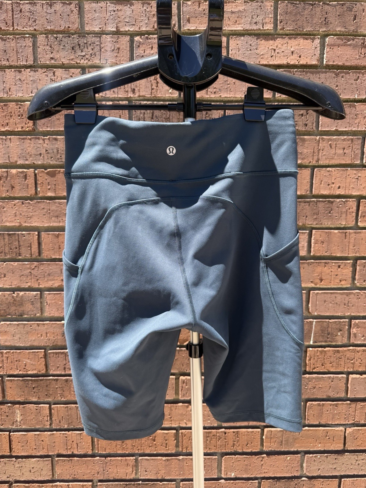 Lululemon Fast and Free Biker Short Compression Blue Women Size 8 Teal High Rise