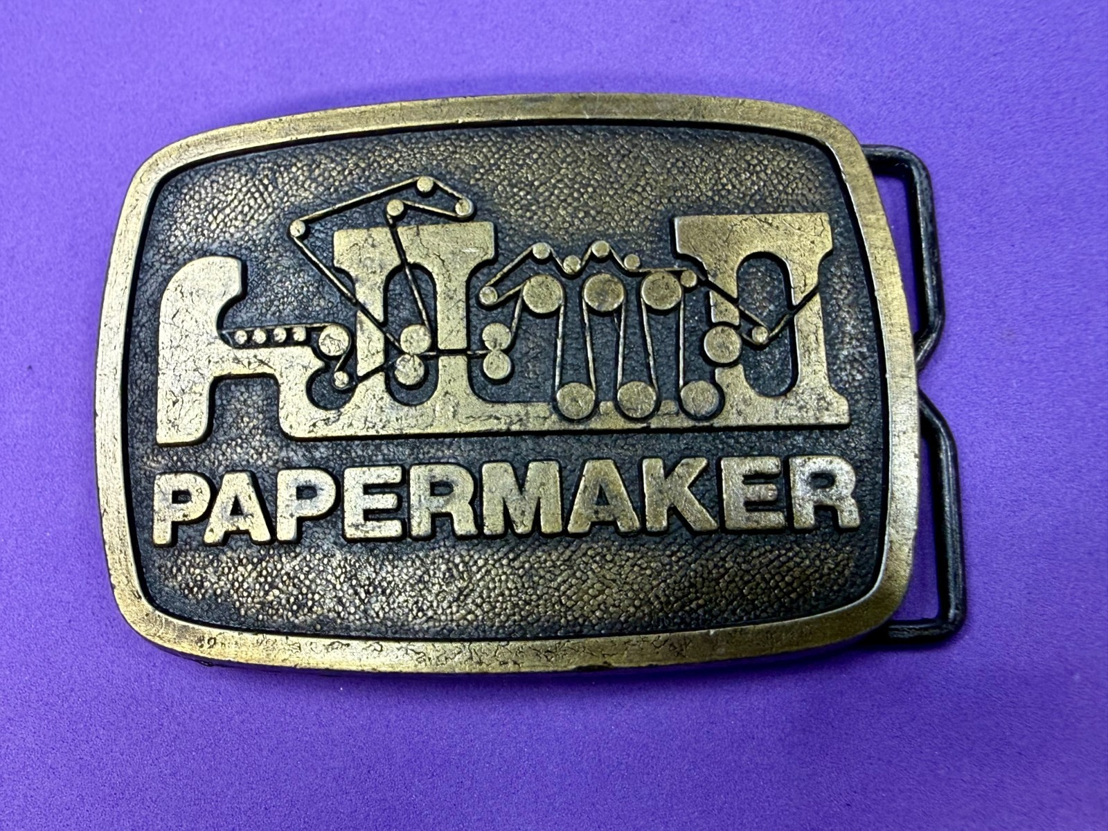 Papermaker Printing Press Advertisement Brass Tone 1978 Belt Buckle by AIO