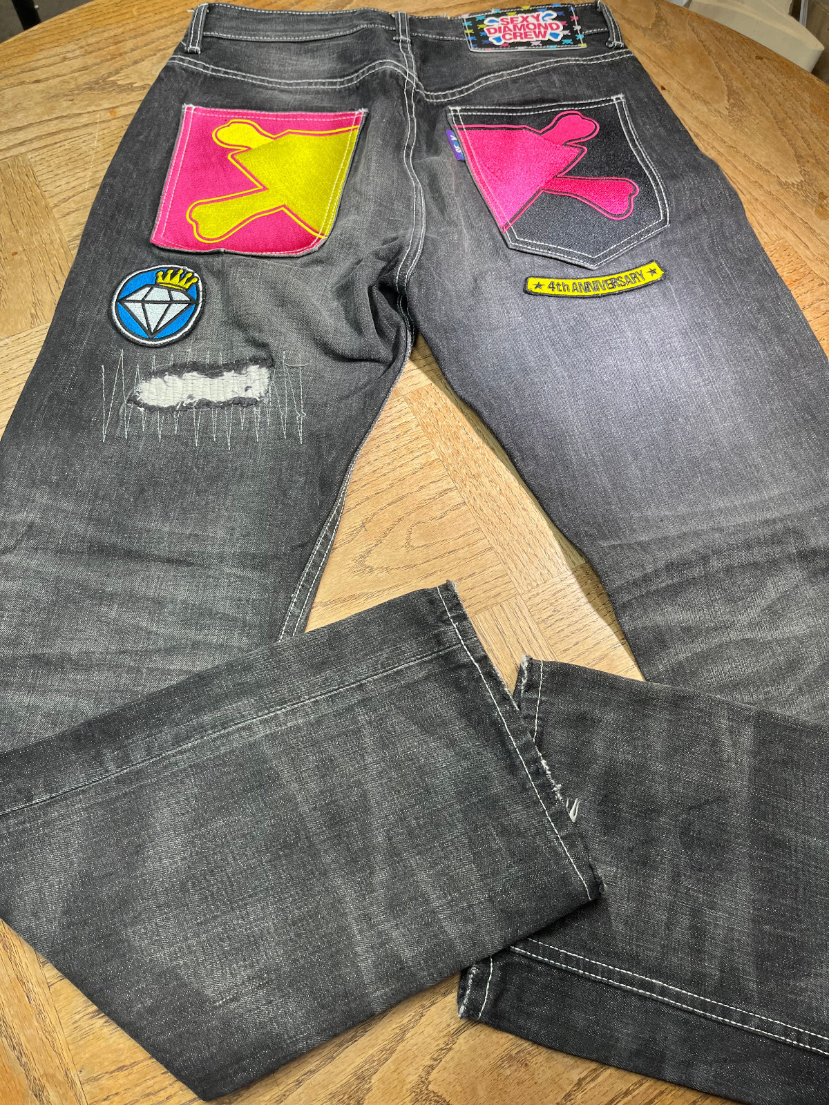 Sexy Diamond Selvedge Denim Vintage 30 x 32 Japanese Street Wear Patches