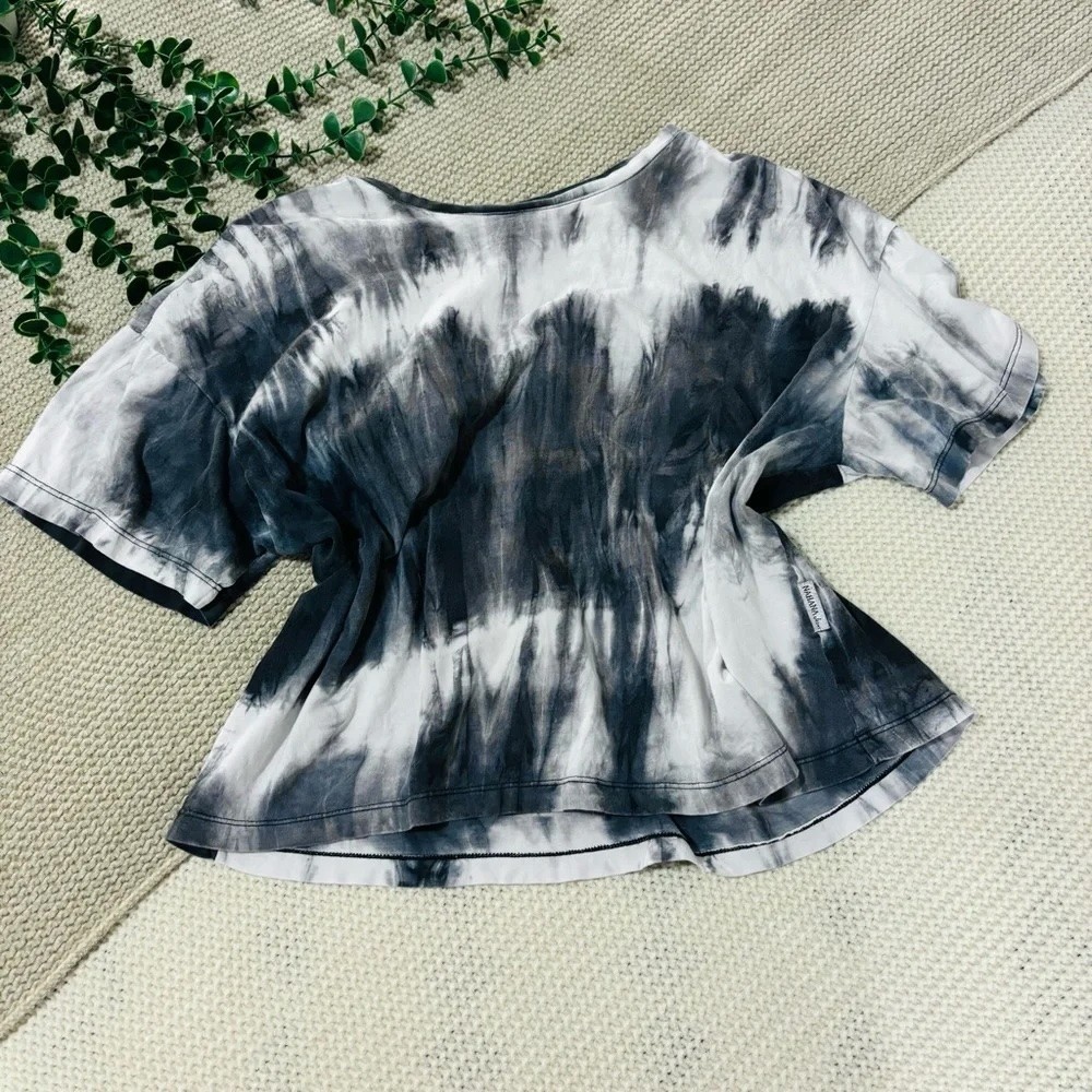 Nahana Jeans Black & White Tie Dye Oversized Cropped Tee – Size S