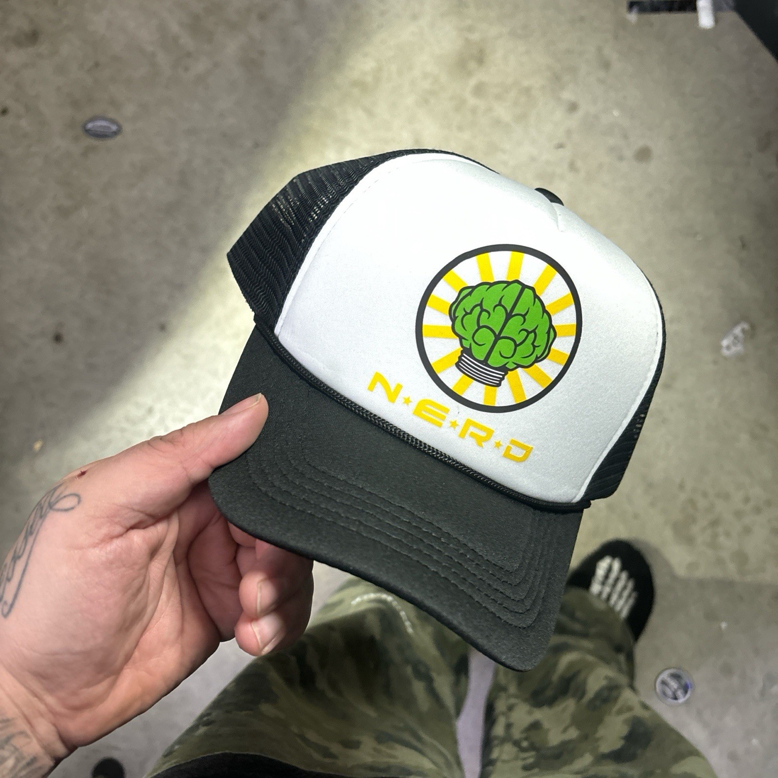 Nerd n.e.r.d pharrell Black Trucker Hat Y2K