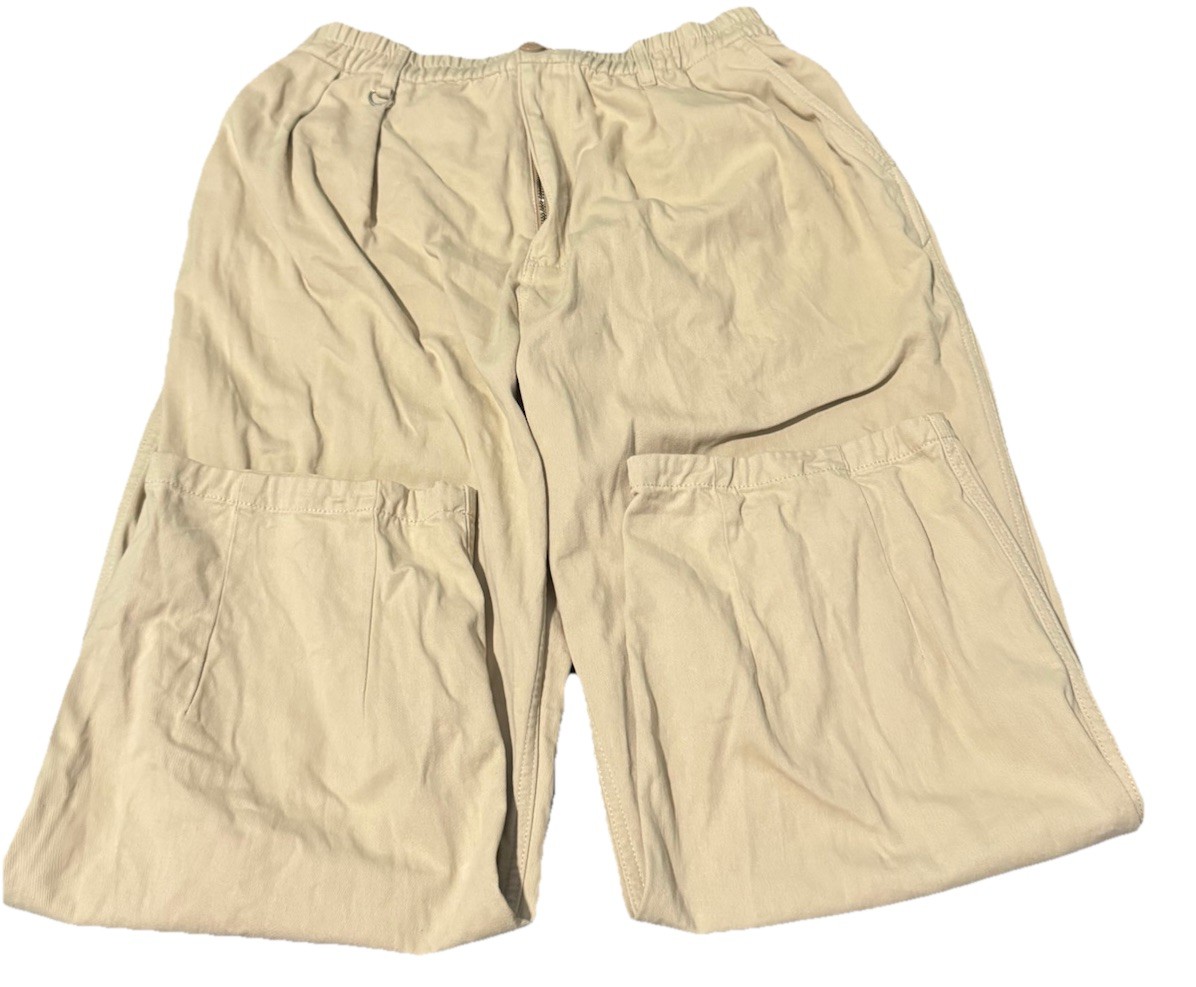 714Street beige wide leg pull on pants featuring a comfortable elastic waistband