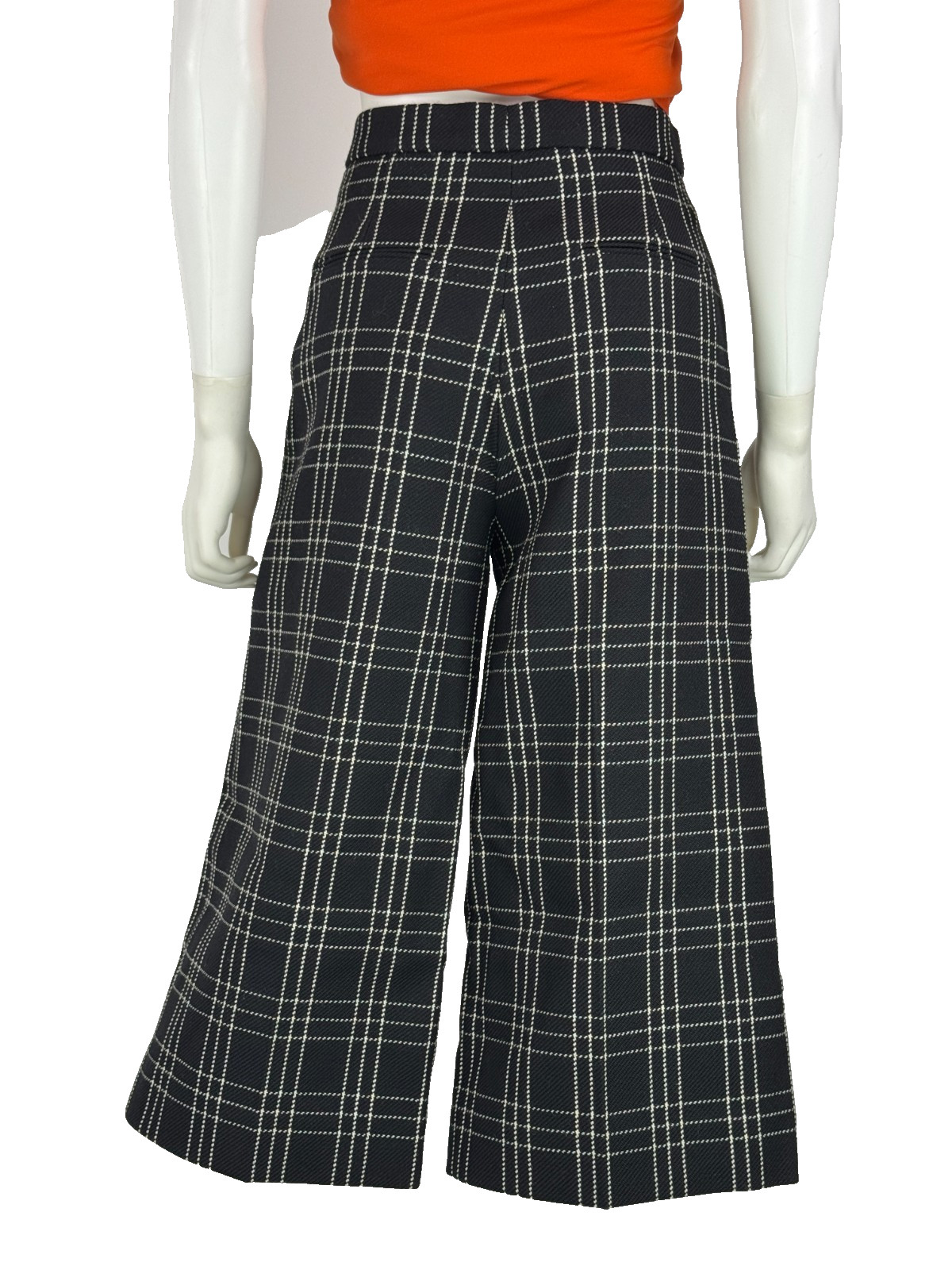 $2K Christian Dior New Black White Wool Dress Pants 4 6 US 40 IT S Culottes Auth