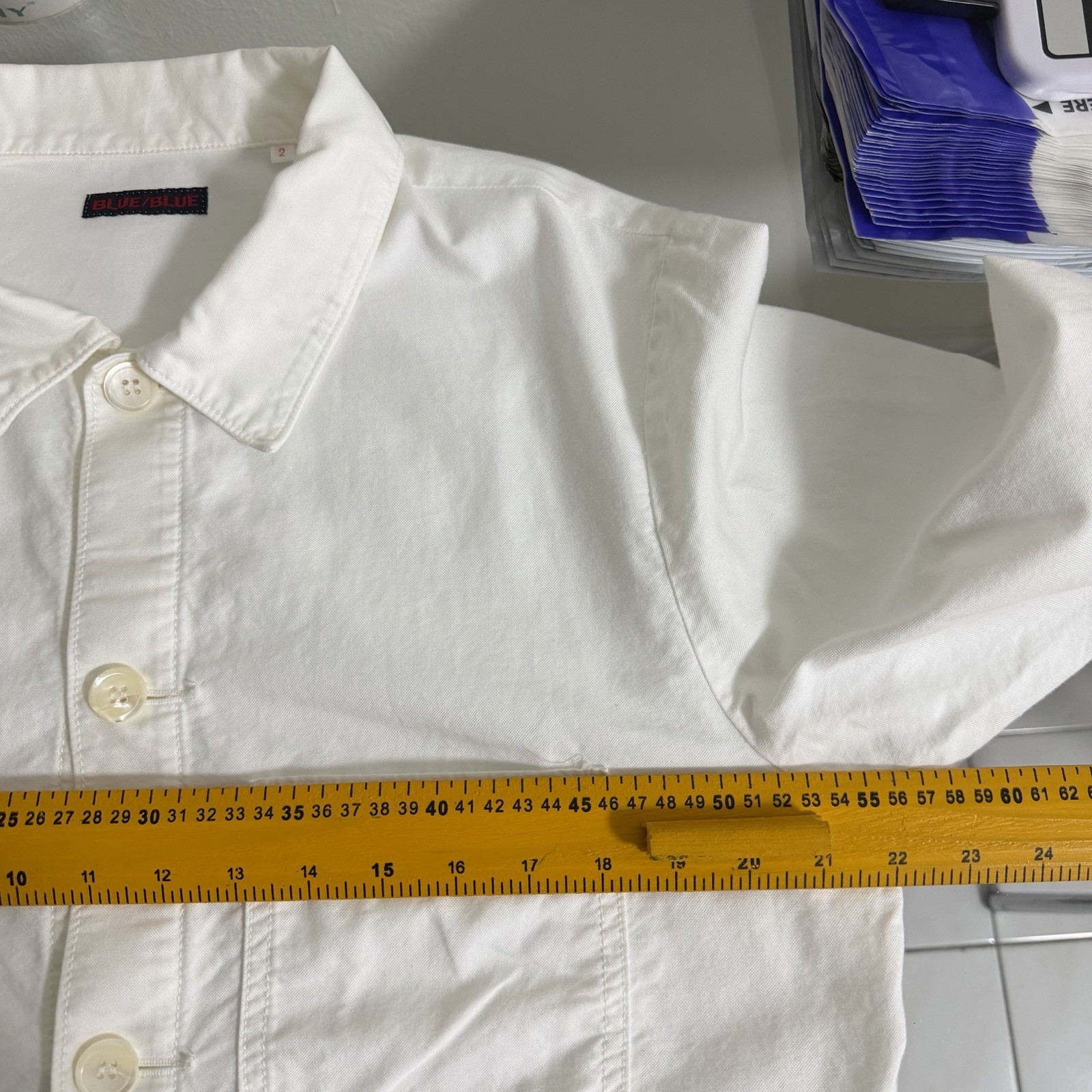 Blue Blue Japan White Chore Jacket Mens Size 2 Cotton Worker Coat Made In Japan