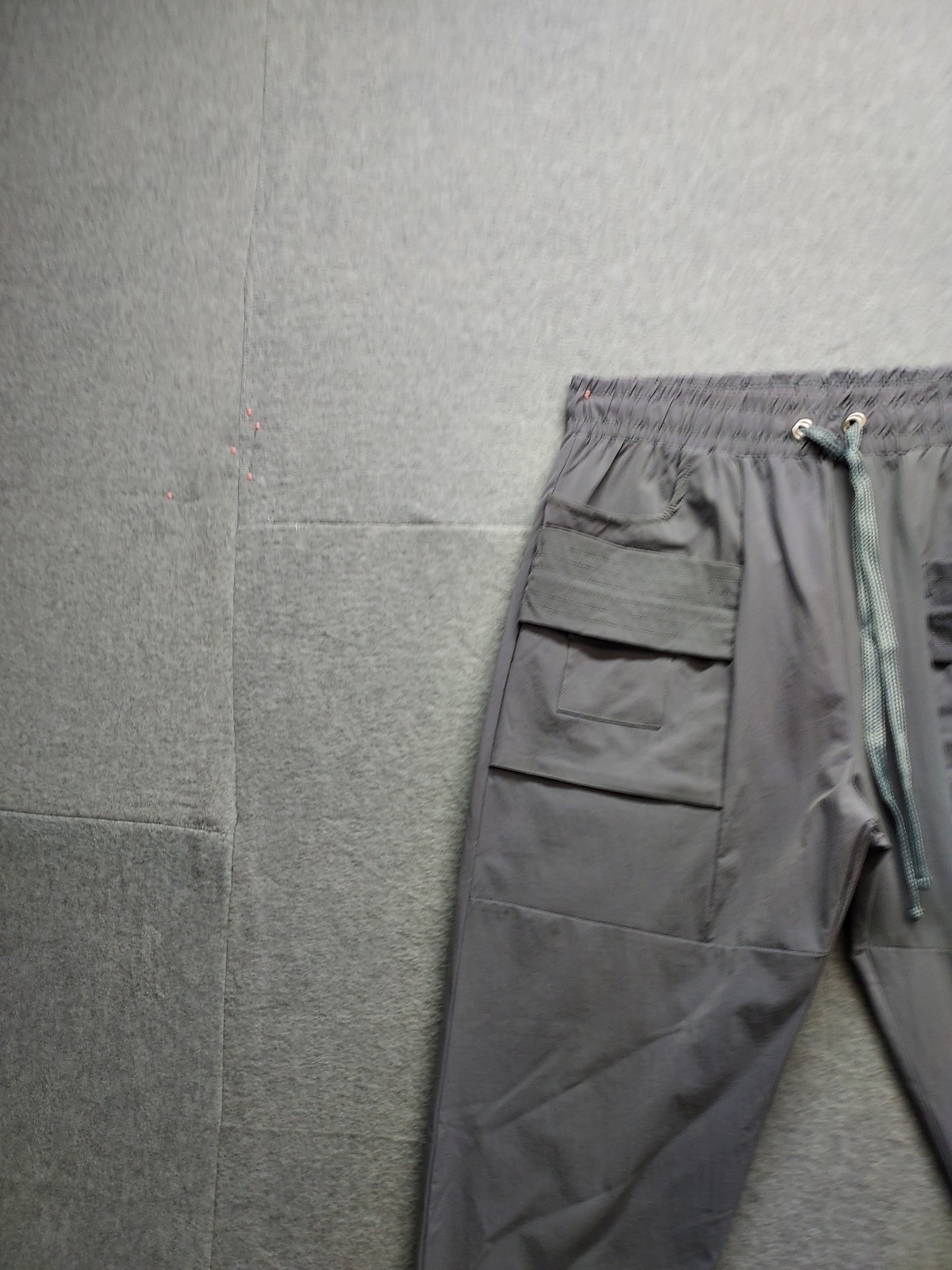 BoohooMan Men Cargo Pants M Gray Tapered Leg Drawstring Lined Mid Rise Casual
