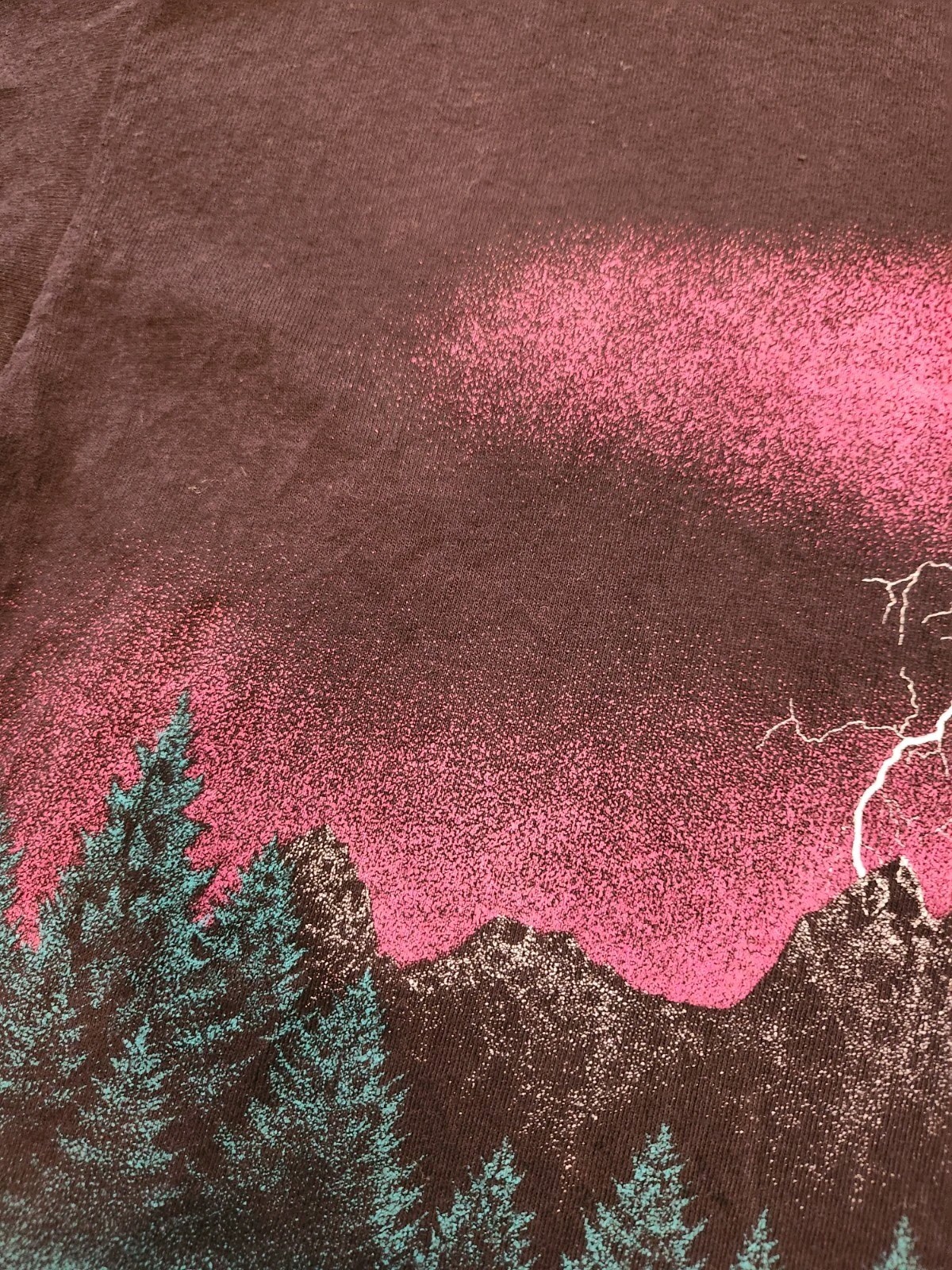 Lightning Thunder All Over Print Shirt L Used 1991 Signal Sports AOP 90s Solvang