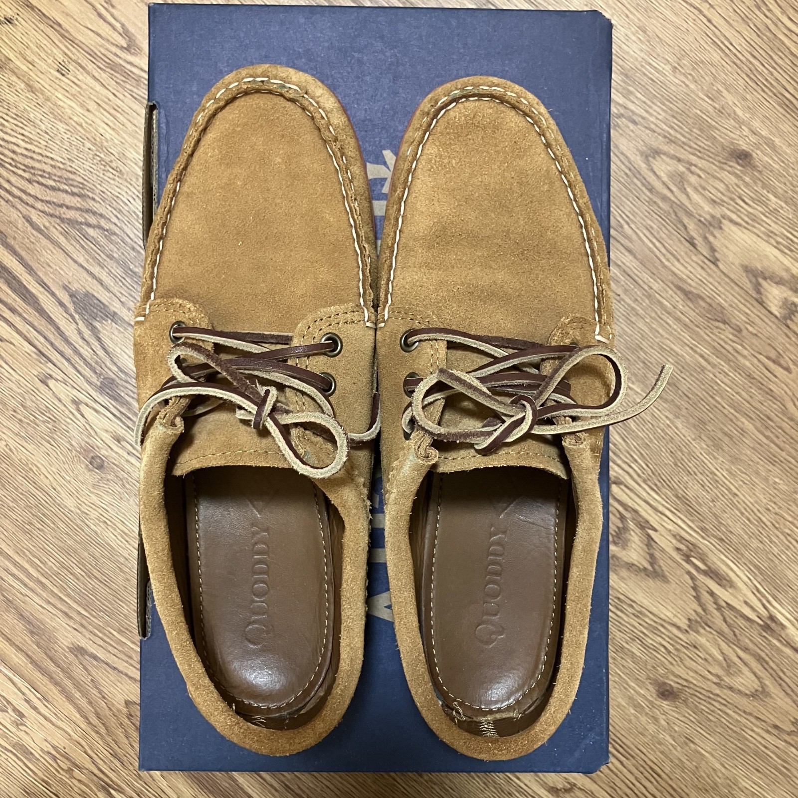 Quoddy Blucher Suade Moccasins with Vibram Outsoles Size 8