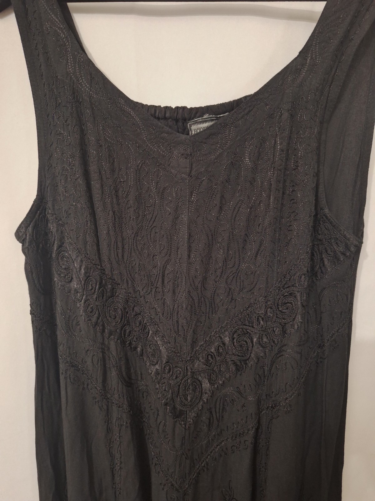 Holyclothing Embroidered Boho Maxi Dress Sz XL/1X Black Whimsigoth Cottagecore