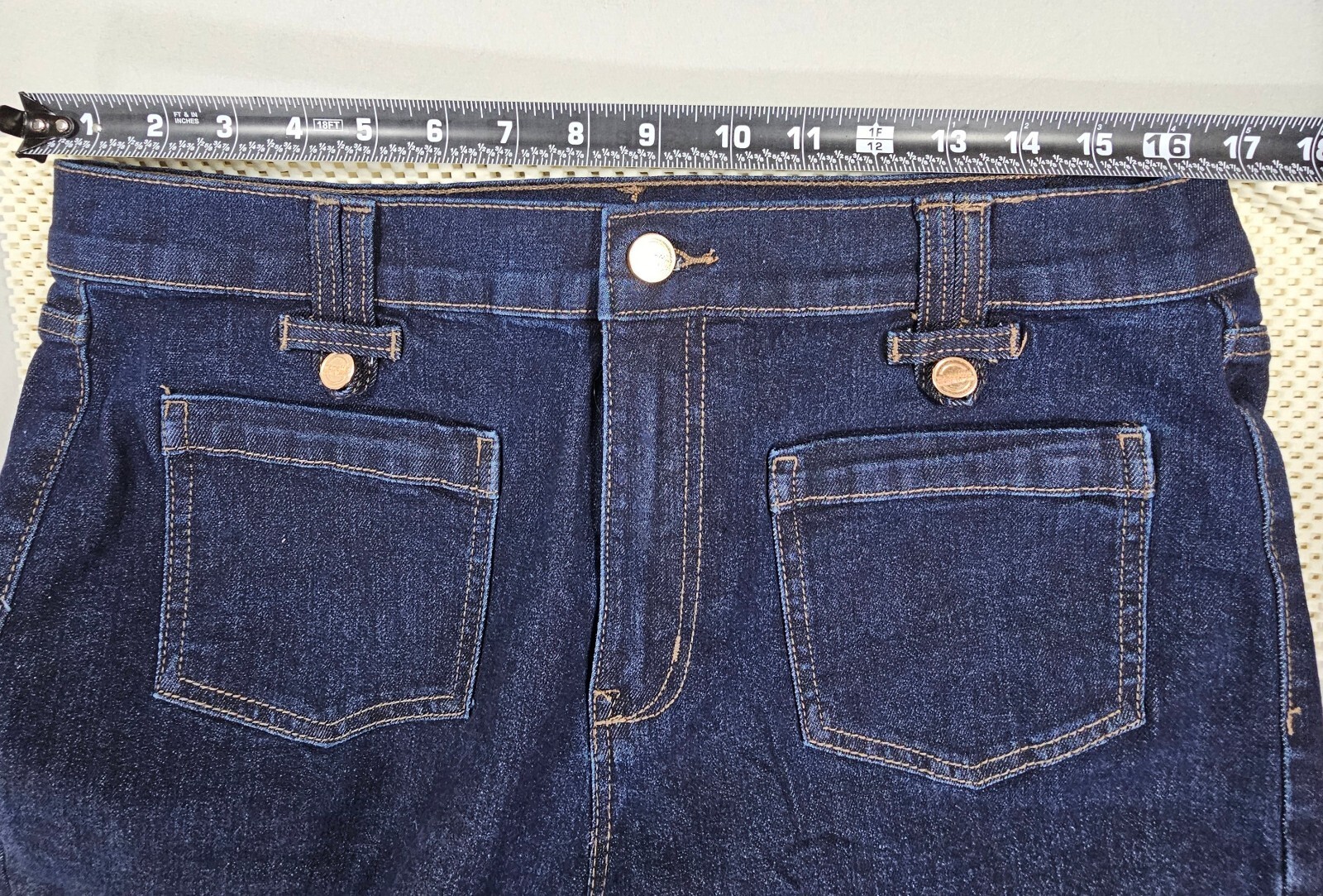 Nanette Lepore Jolie Super High Rise Wide Leg Jeans. Size 12. Americana