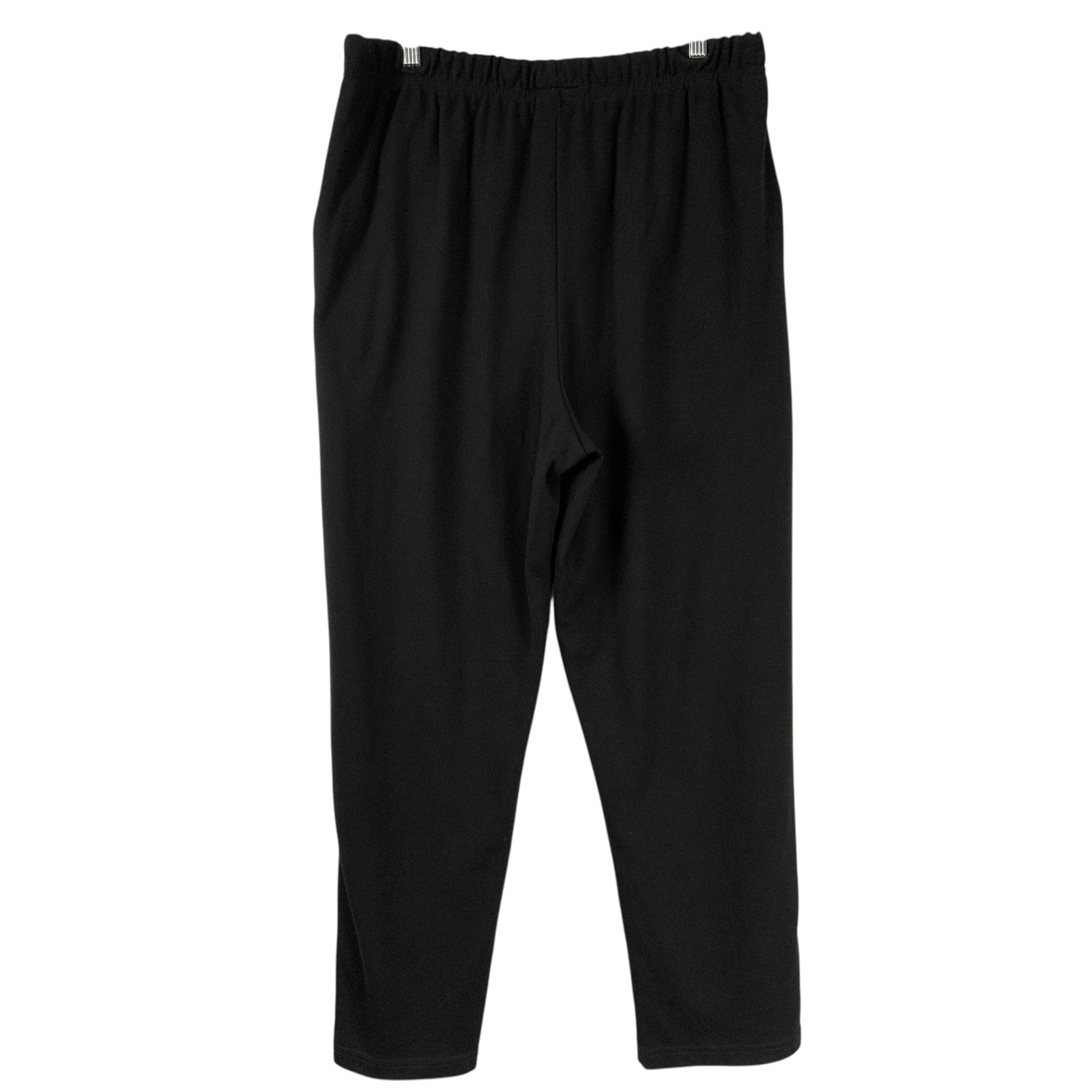 Woman Within Black Elastic Waist Pants Size 22/24 1X Cotton Blend w/Pockets
