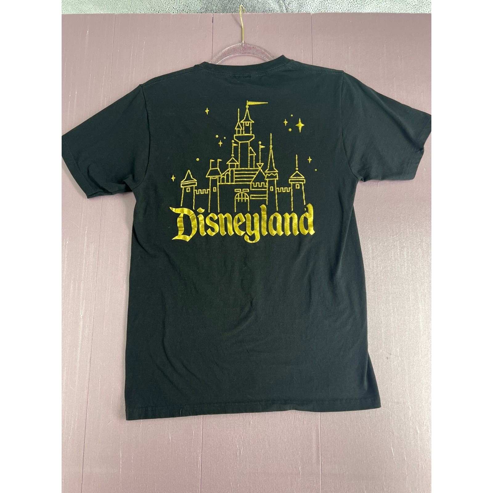 Disneyland T-Shirt Black Gold Metallic Castle Graphic Tee XS/S