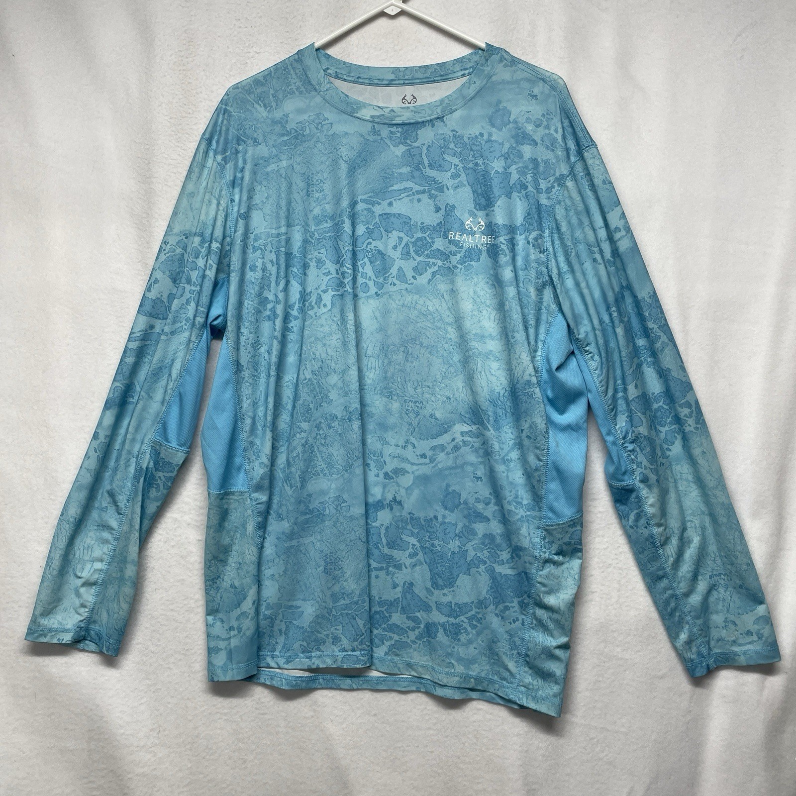Realtree Sun Block & Fishing Shirt Mens XL Blue UPF30+ Performance Fabric