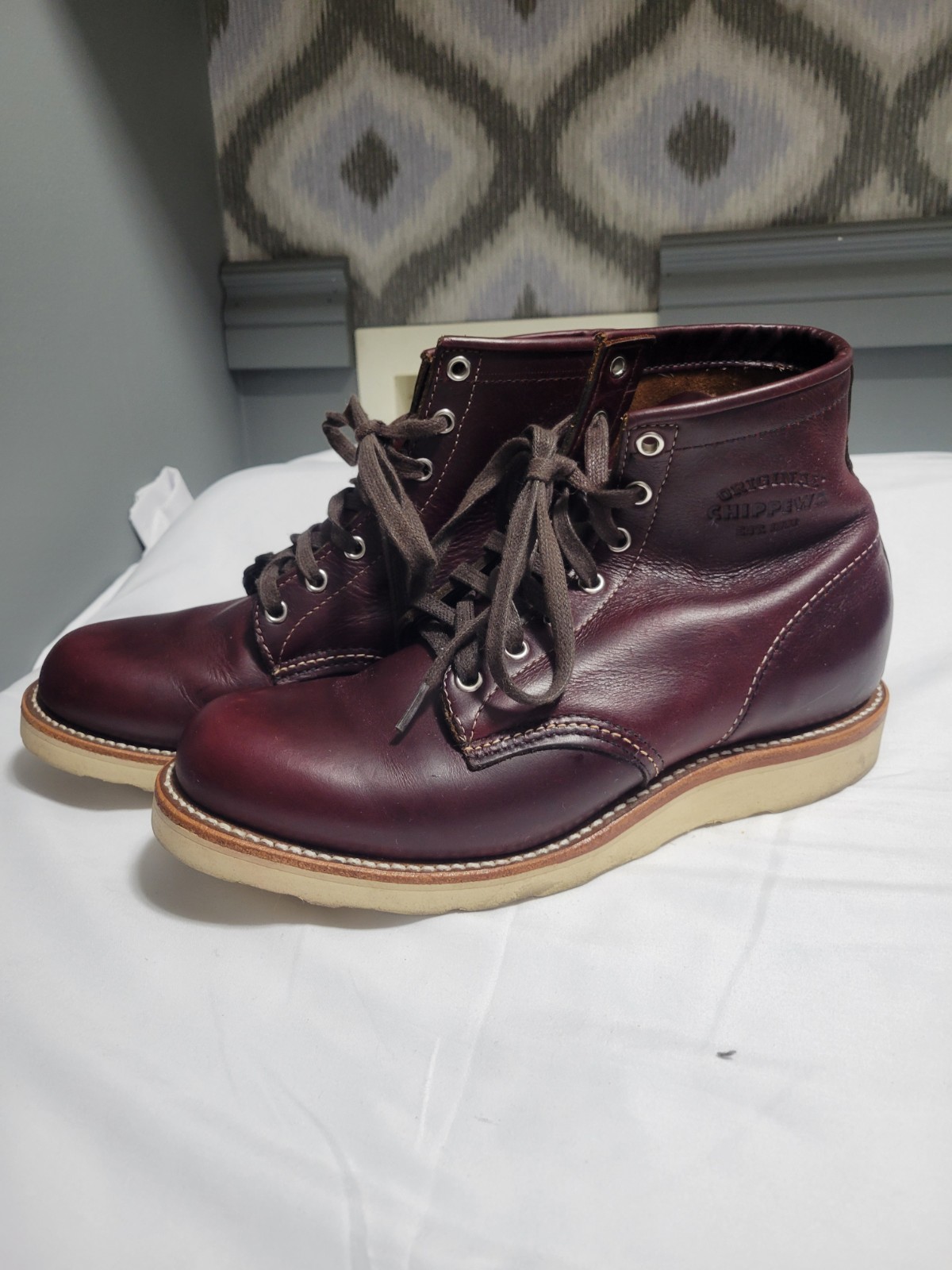 Chippewa Original Boots 6″ Cordovan Red Leather Mens 8.5 1901M16 Service USA