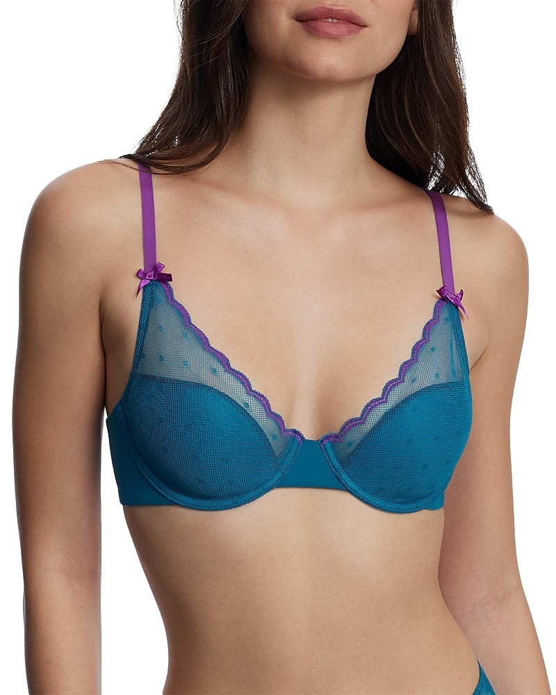 Skarlett Blue Siren Lightly Lined Dotted Lace Underwire Bra Women’s 32B Blue