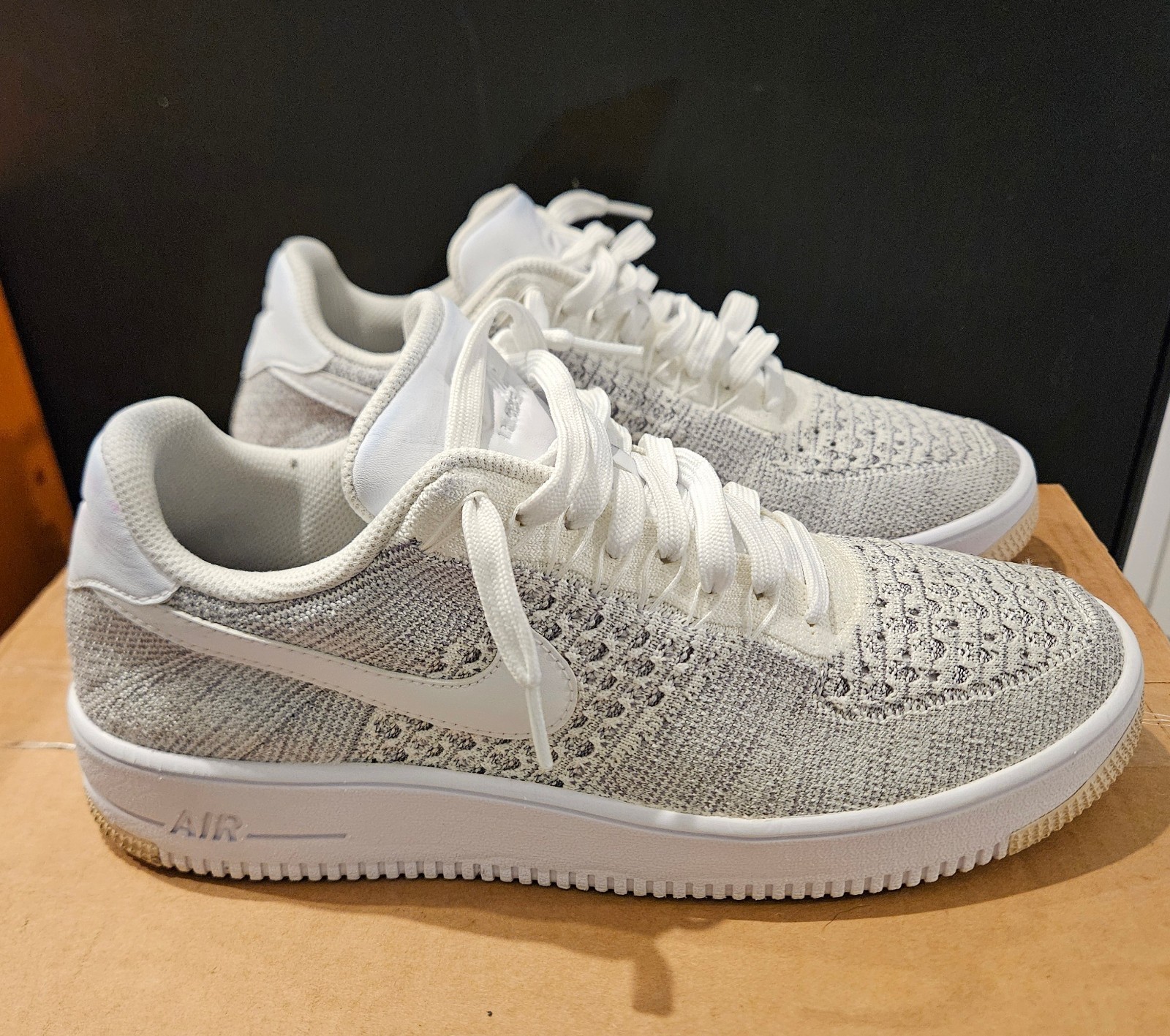 NIKE 2015 AIR FORCE 1 LOW 817419-006 FLYKNIT COOL GREY US 10.5