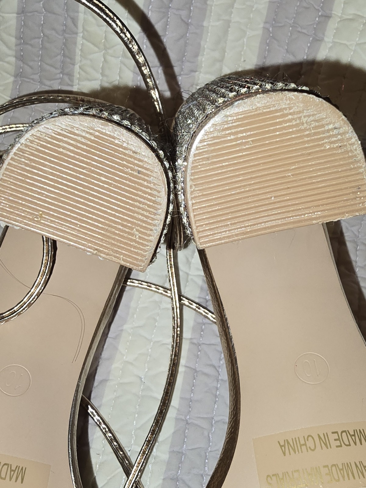 X2B Rhinestone Block Strappy Block Heels With Clear Toe Strap Sz 10 M