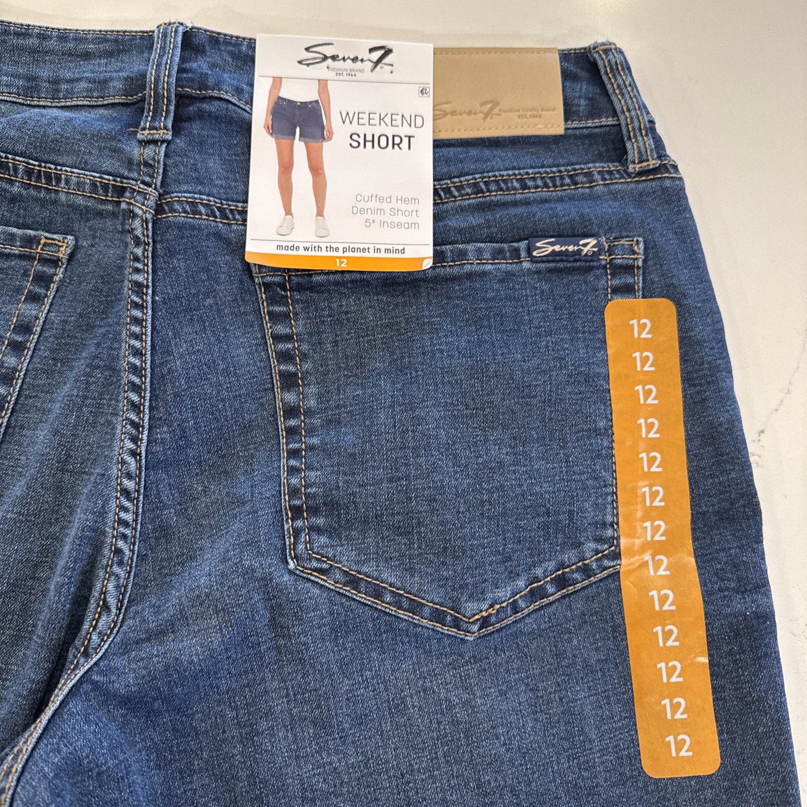Seven7 Women’s Mid-Rise Comfort Stretch Weekend Short Denim Jean Color Di vine
