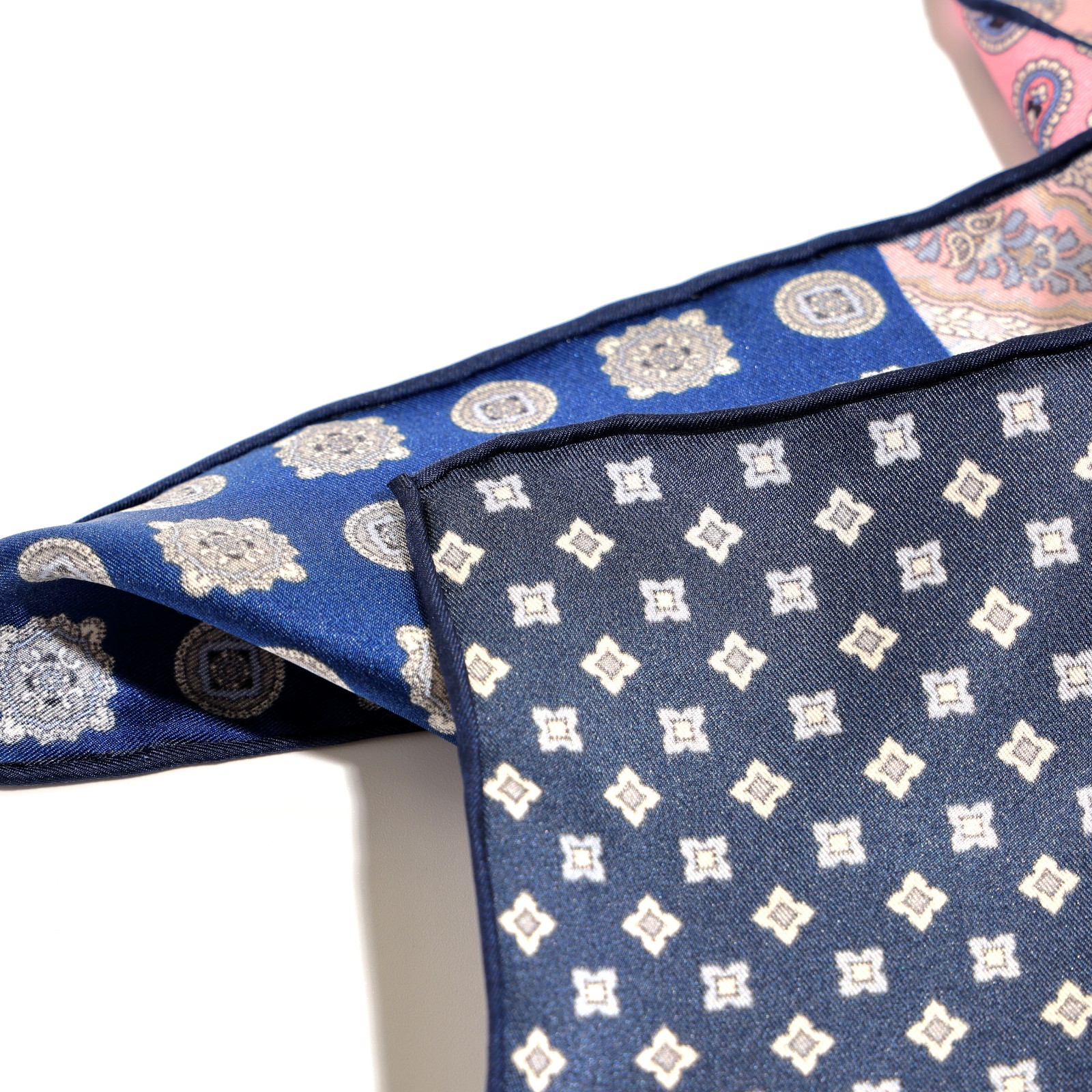 Men’s 100% Silk Multi-Color Paisley Geometric Pocket Square Hand Rolled 11.8″