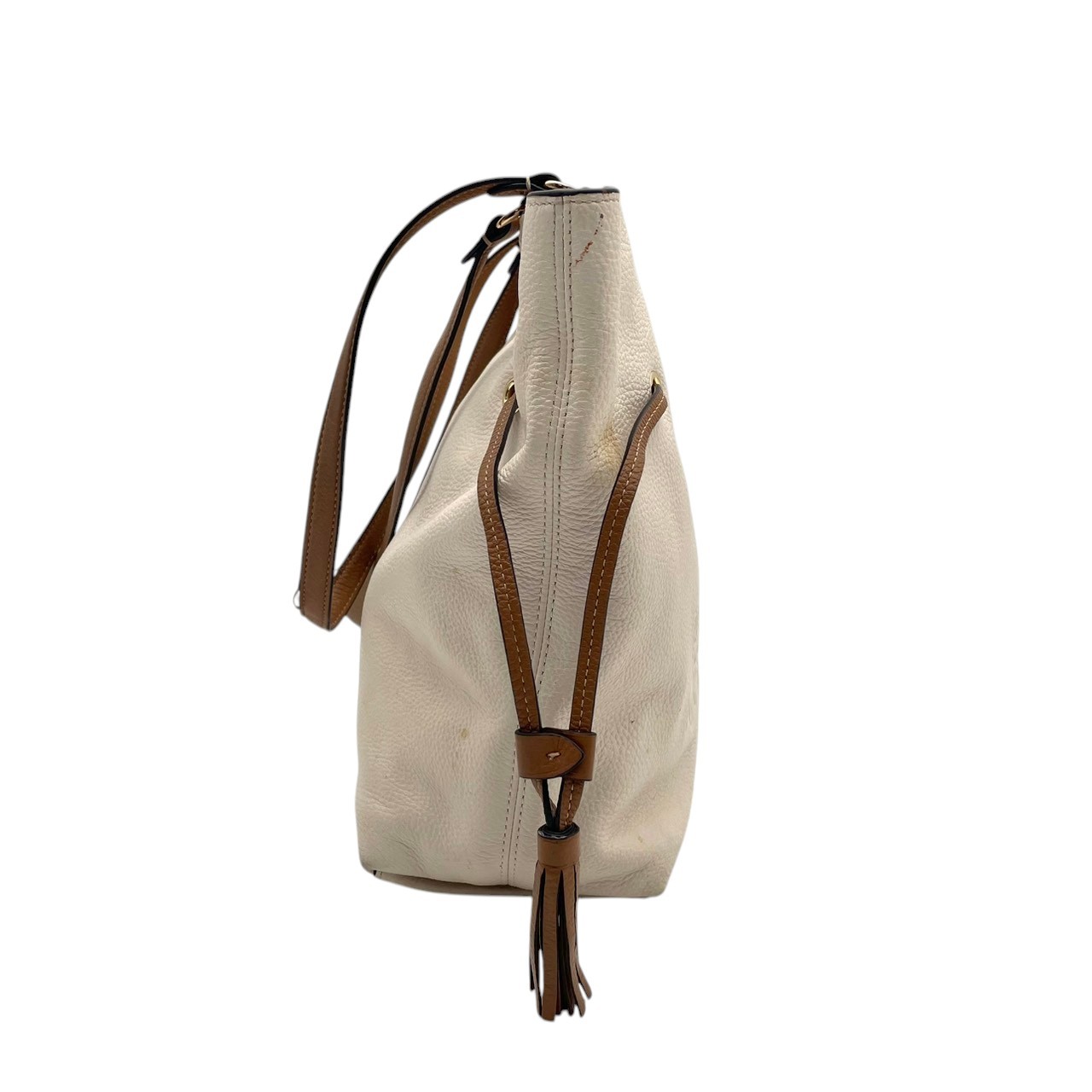 Authentic COACH Andy Leather Tote Bag Ivory Brown Gold CA165