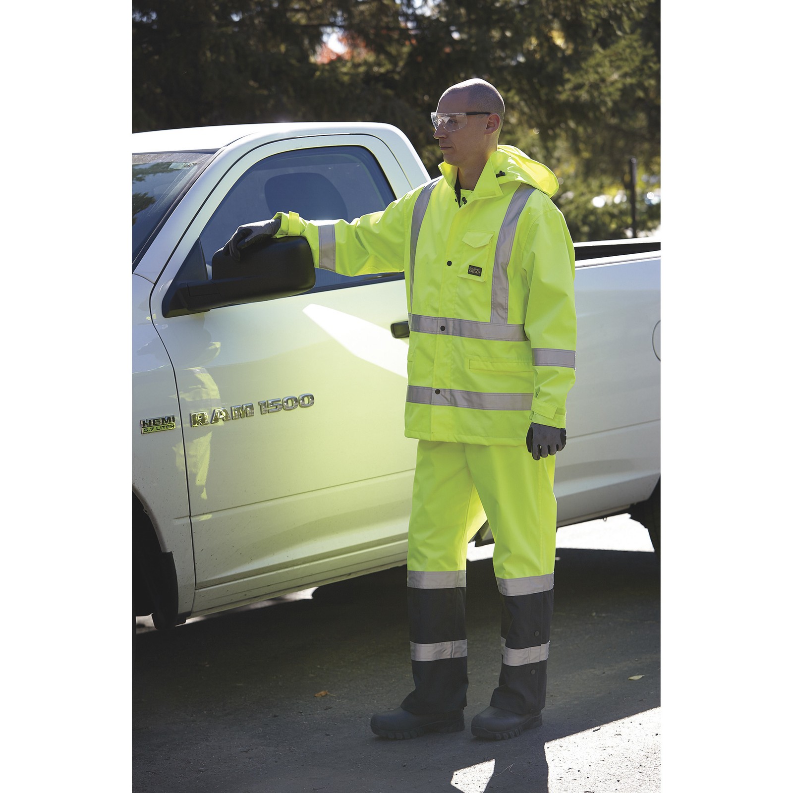 Gravel Gear HV Men’s Type E High Visibility 300 Denier Ripstop Rain Pants,