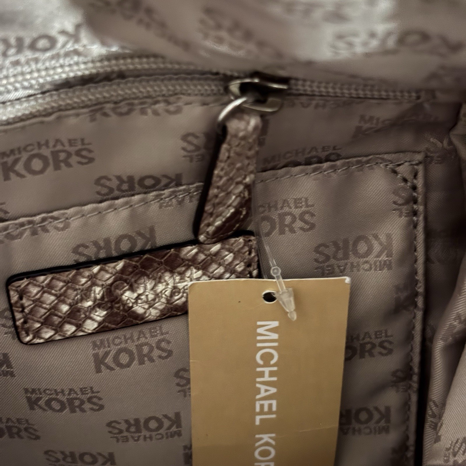 NWT Michael Kors Fulton Medium Top Zip Shoulder Bag, python leather exterior