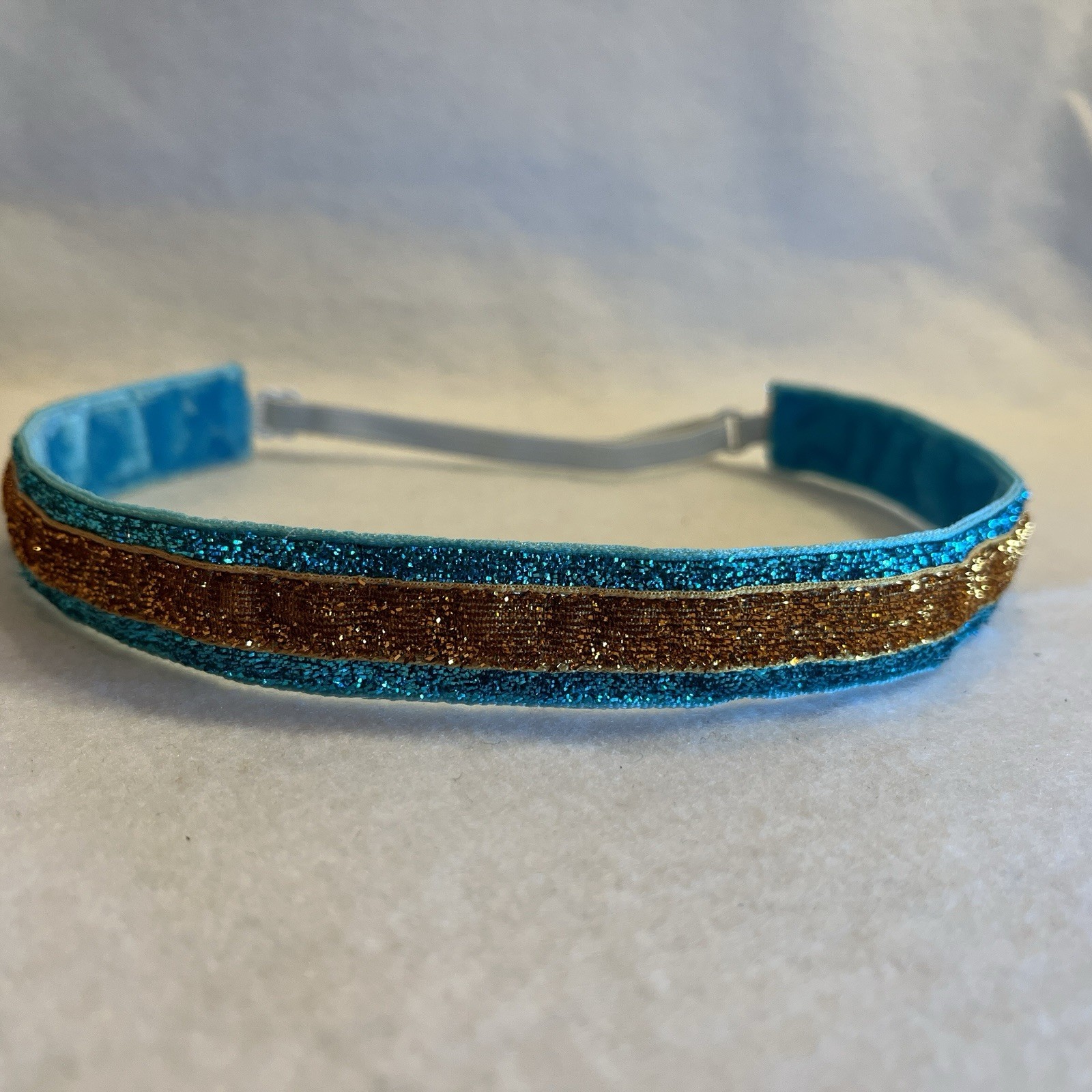 AQUA ORANGE GLITTER Headband no slip adjustable Life of a Showgirl Turquoise