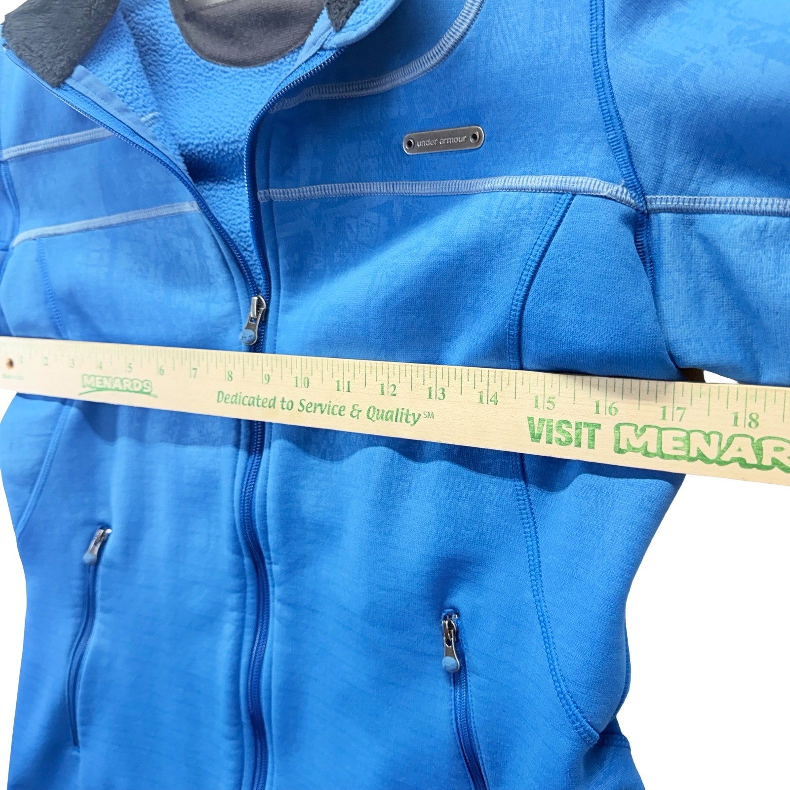 Under Armour Womens Blue Full Zip Fleece Jacket Size Medium Athletic Outdoor