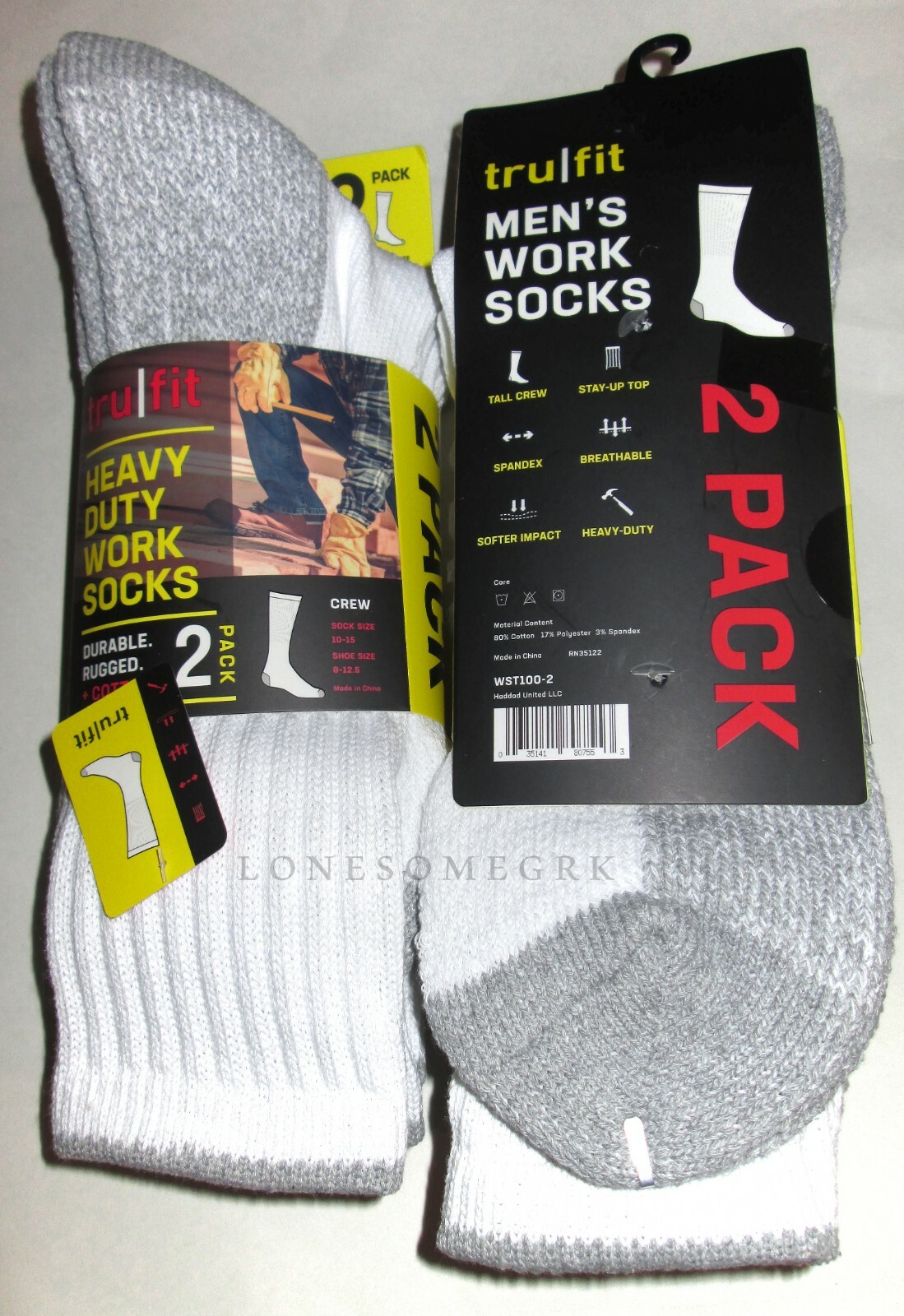 4 Pairs Mens Tru Fit Heavy Duty Steel Toe Extra Cushioned Cotton Mid Calf Socks
