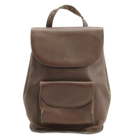 Hirofu Leather Rucksack Brown Ladies 12.6in Vintage Condition B