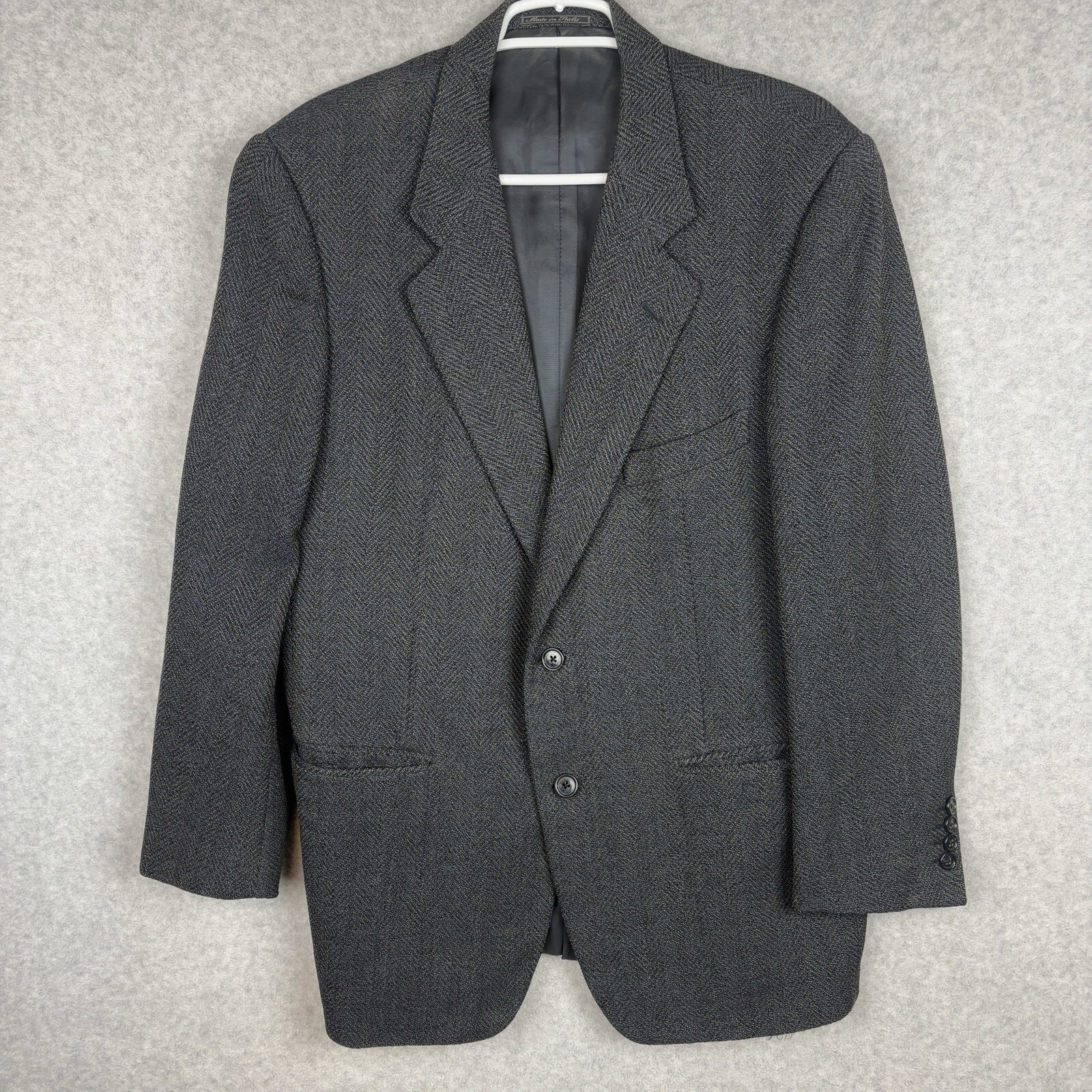 Vintage Corneliani Mens Wool Blazer Size 50R Gray Blue Jacket Made in Italy