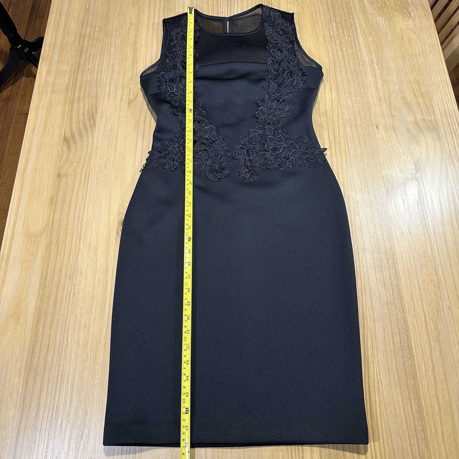 Calvin Klein Black Neoprene Lace Embroidered Pencil Dress 4 Mini Sleeveless