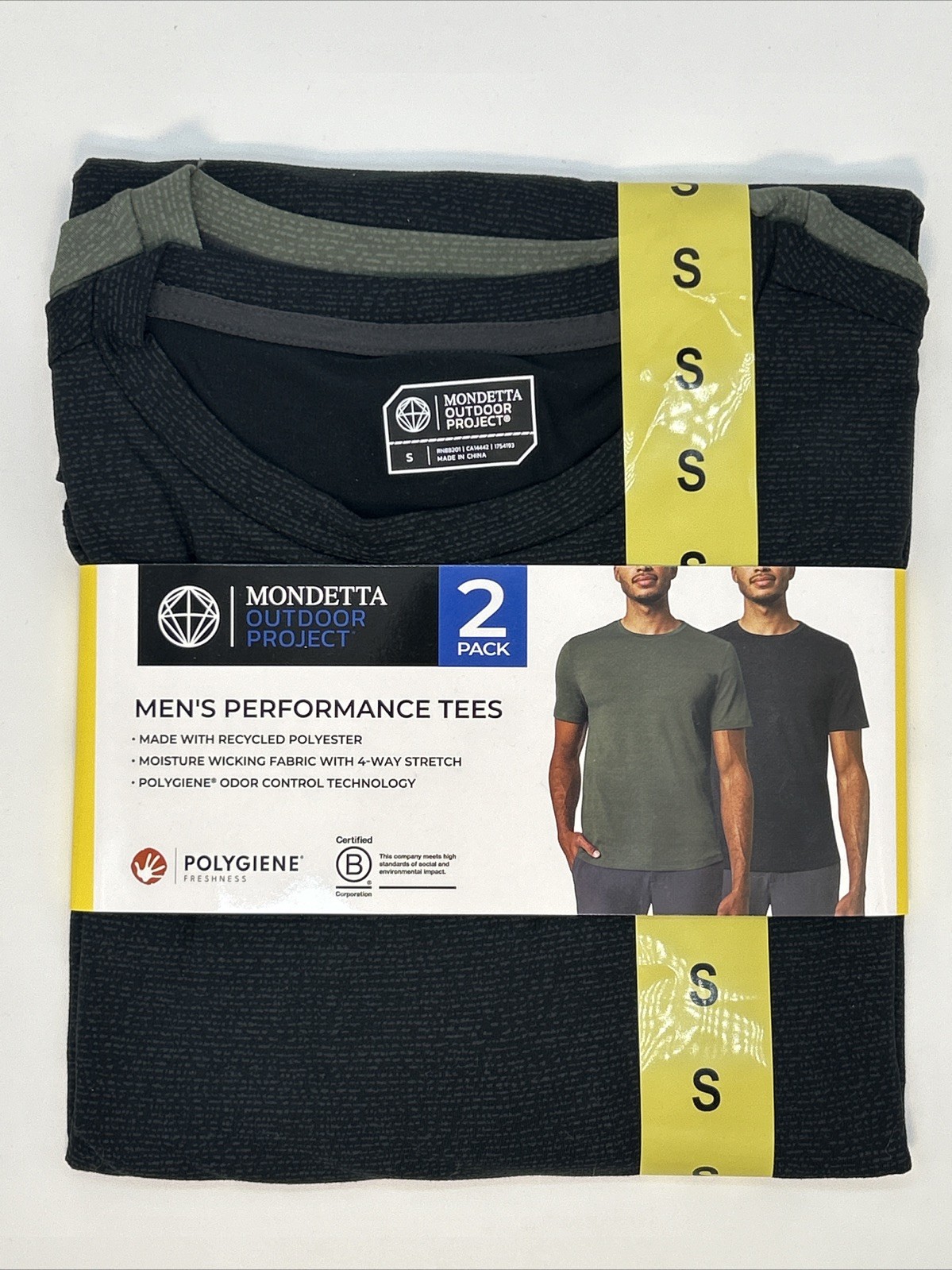 Mondetta Mens Performance Stretch 2 Crew Neck Shirts Moisture Wicking Size Small
