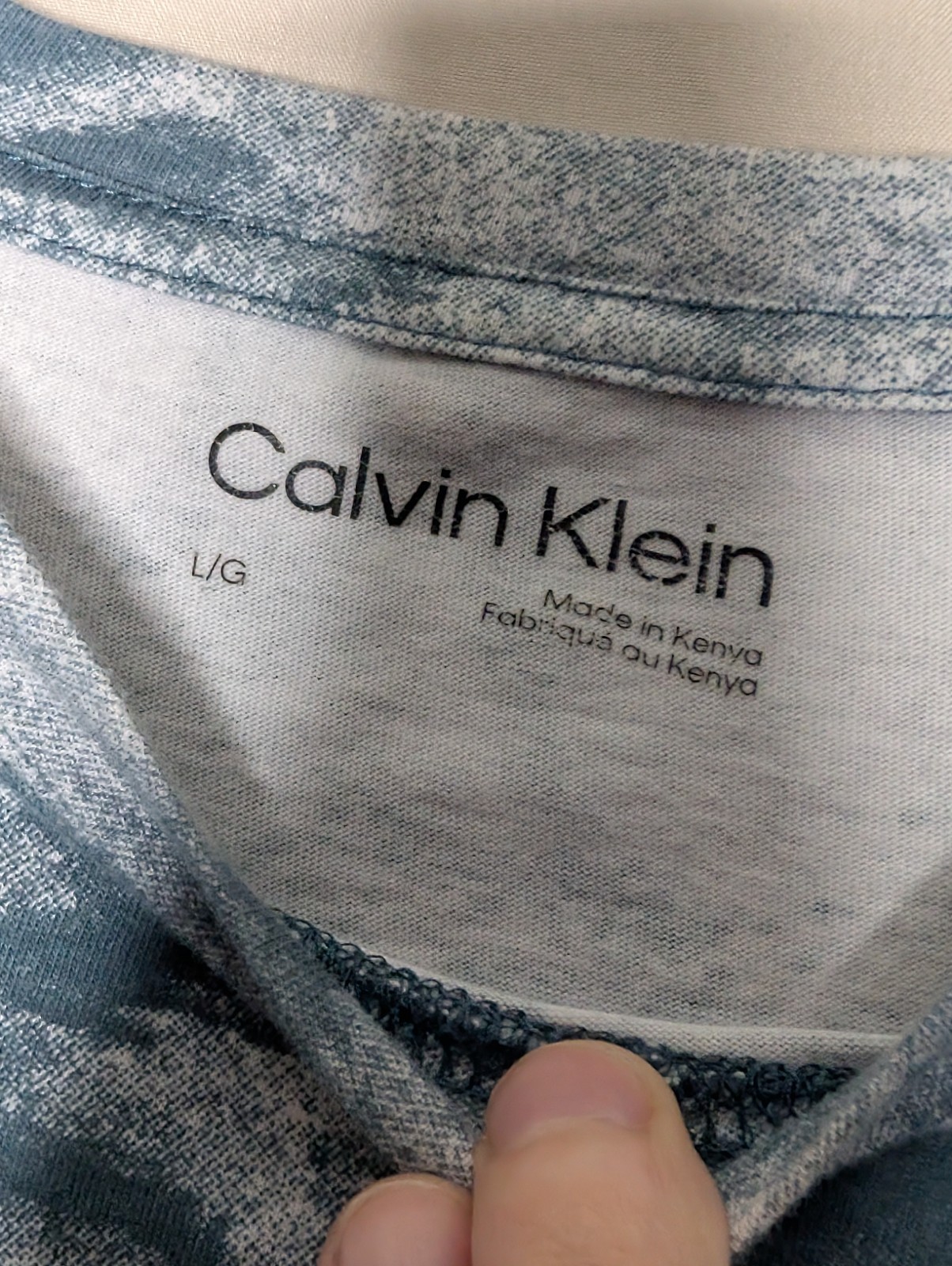 Calvin Klein Blue Marble Boxy Logo T Shirt Short Sleeve Womans